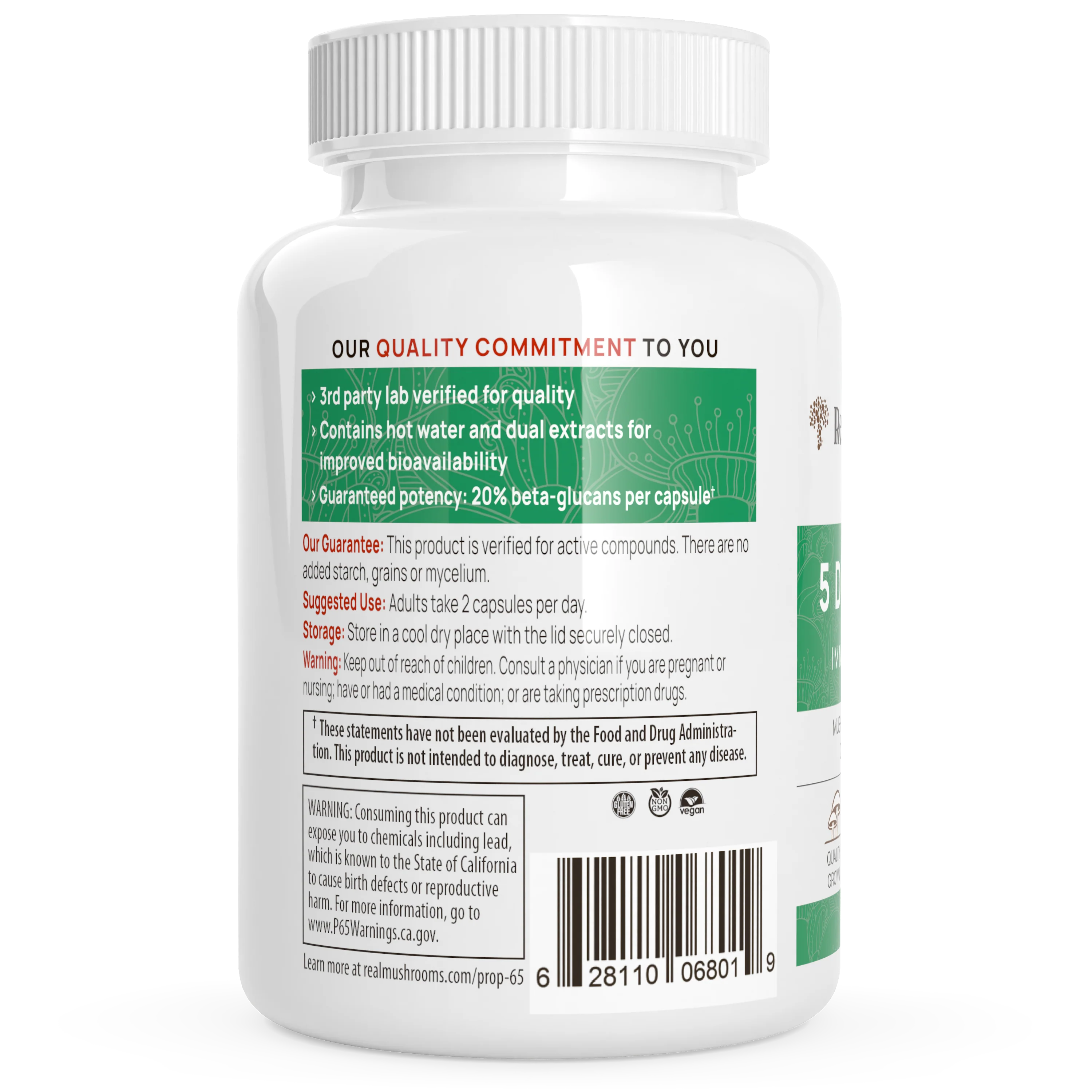 5 Defenders Organic Mushroom Blend Capsules by Real Mushrooms - Image 3