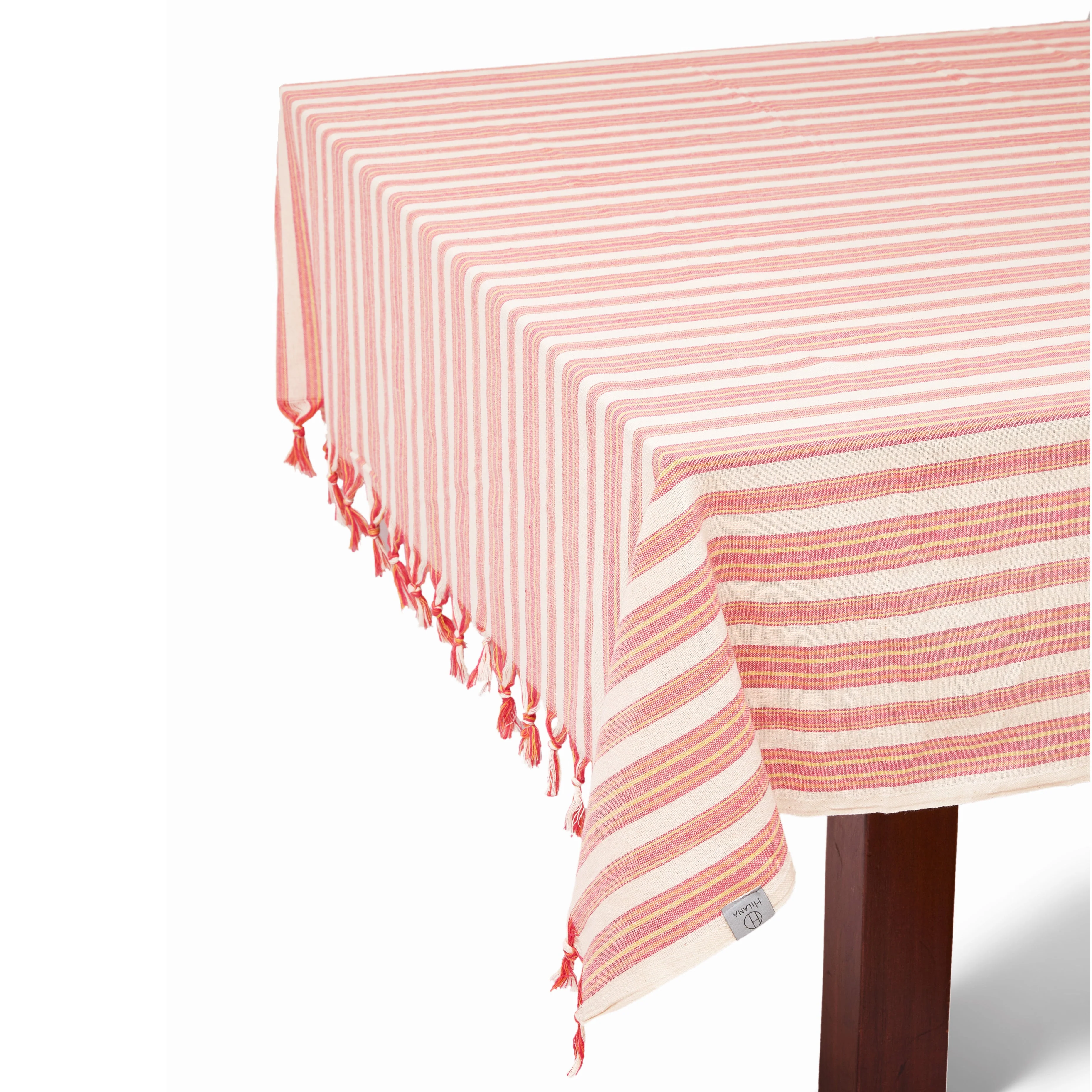 Andana Striped Tablecloth Set - Magenta by Hilana Upcycled Cotton - Image 3