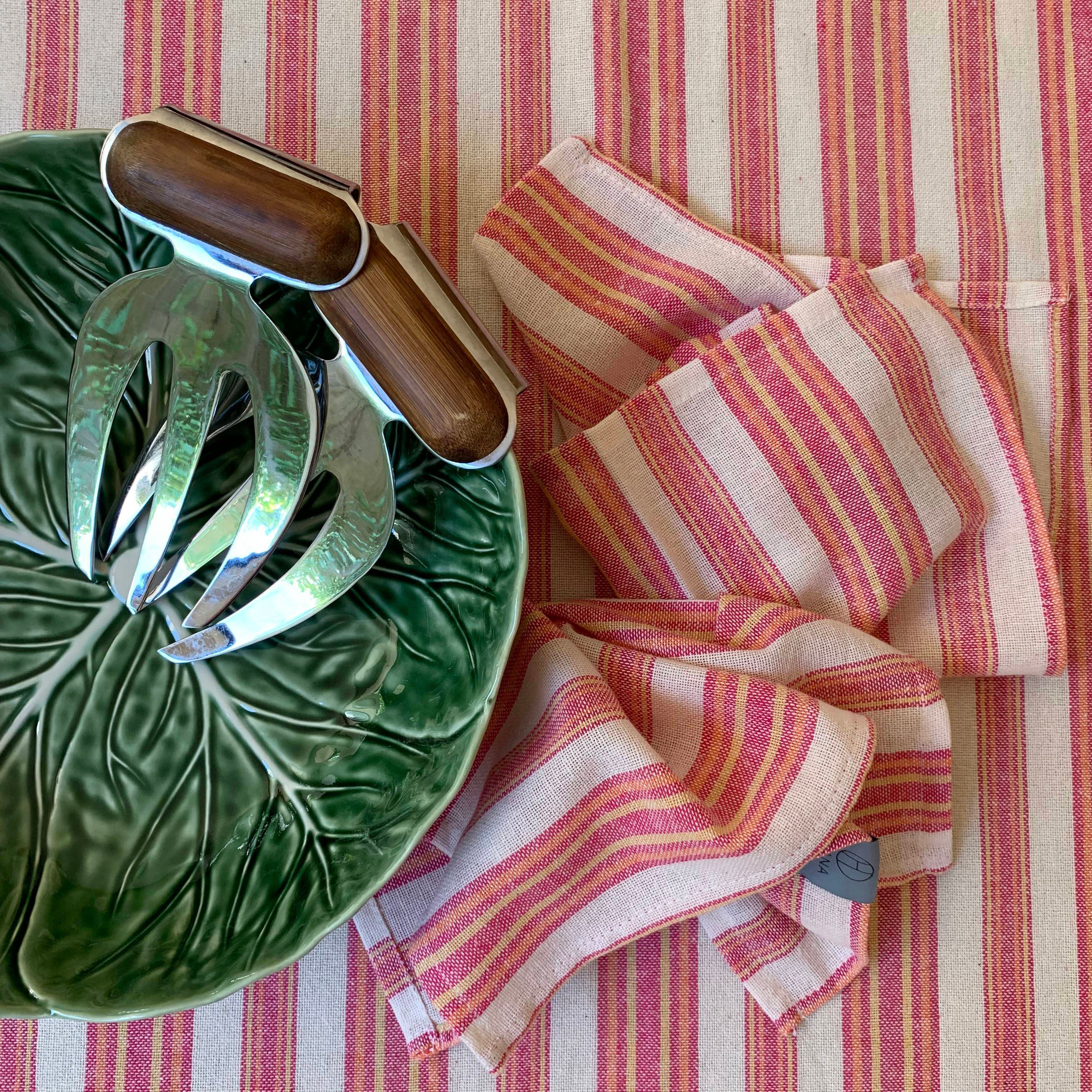 Andana Striped Tablecloth Set - Magenta by Hilana Upcycled Cotton - Image 5