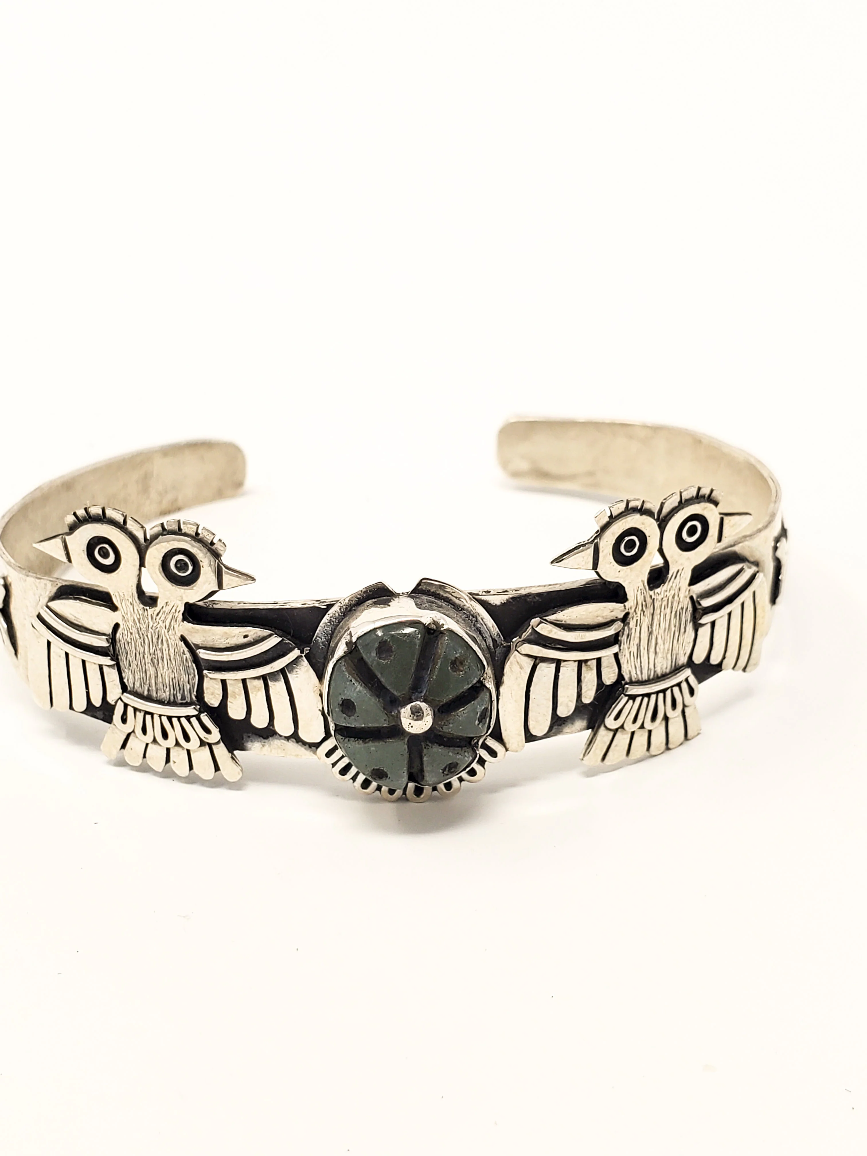 Aztec Eagles Peyote Silver Bracelet - Image 2