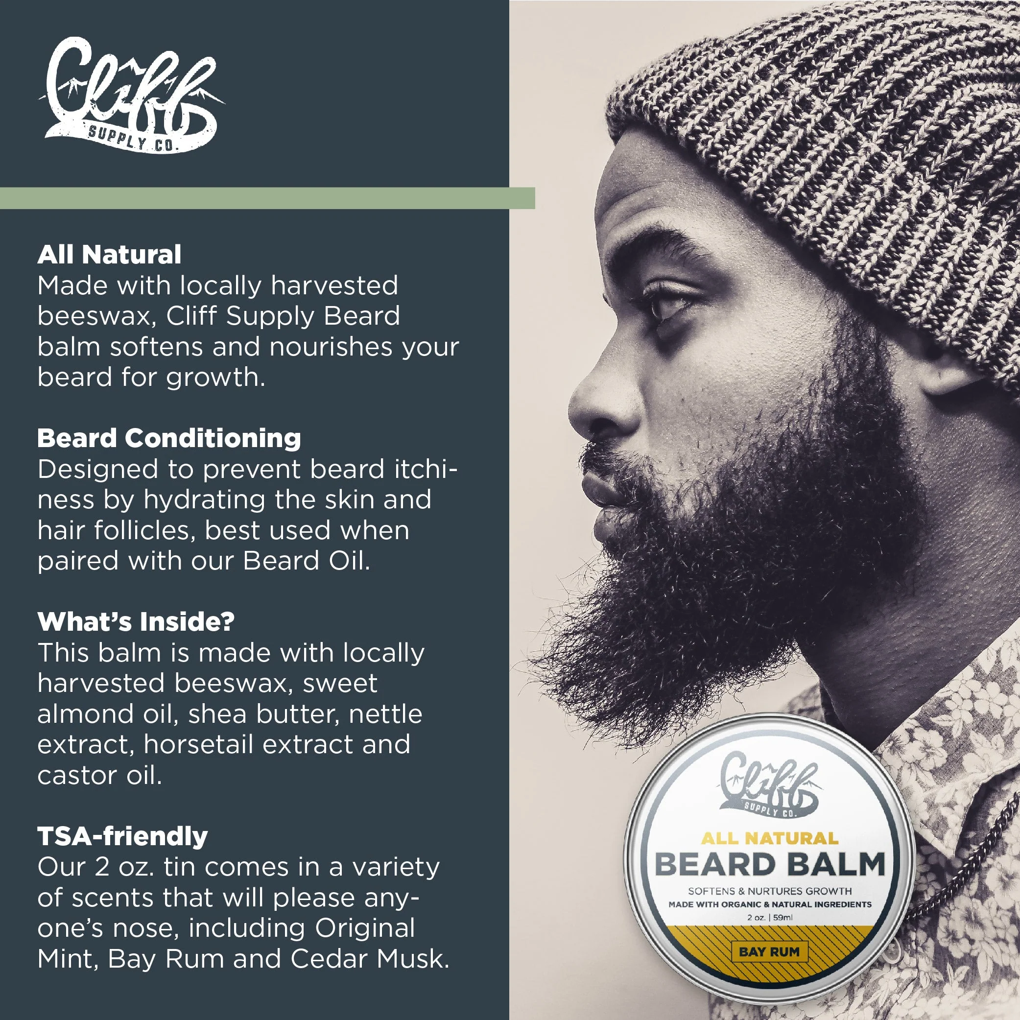 Beard Balm Puck - Bay Rum by Cliff Supply - Image 4