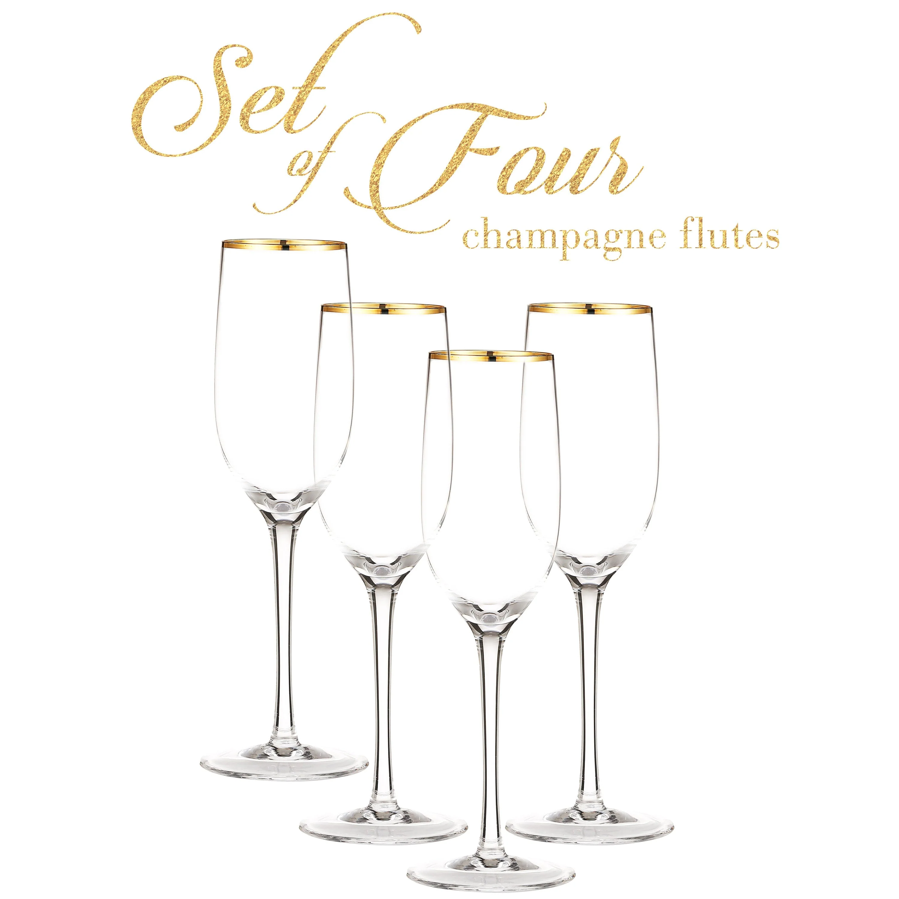 Berkware Champagne Flutes - Luxurious Long Stem Champagne Glasses - Set of 4 - Image 2