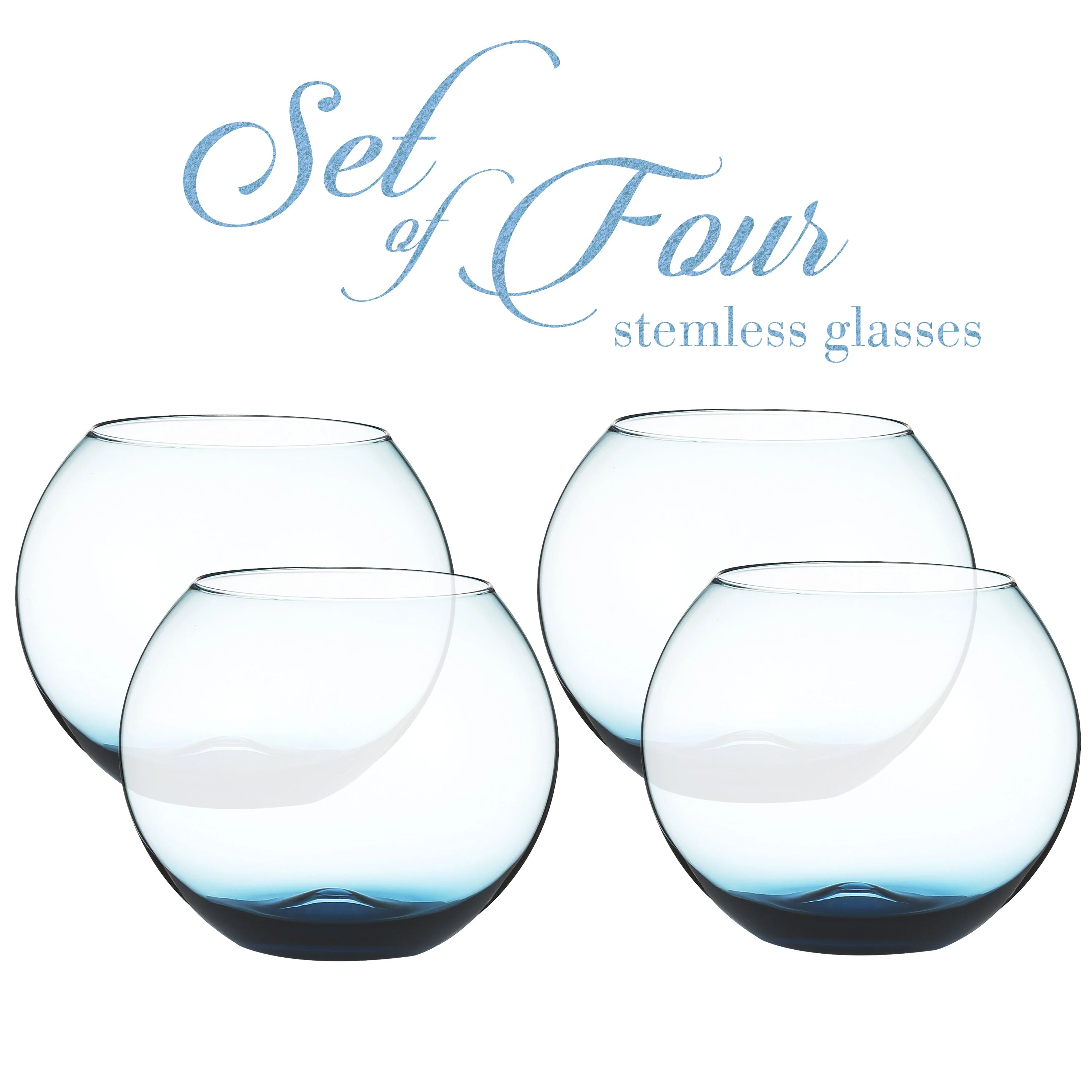 Berkware Colored Glasses - Luxurious and Elegant Sparkling Blue Colored Glassware - Set of 4 - Image 2