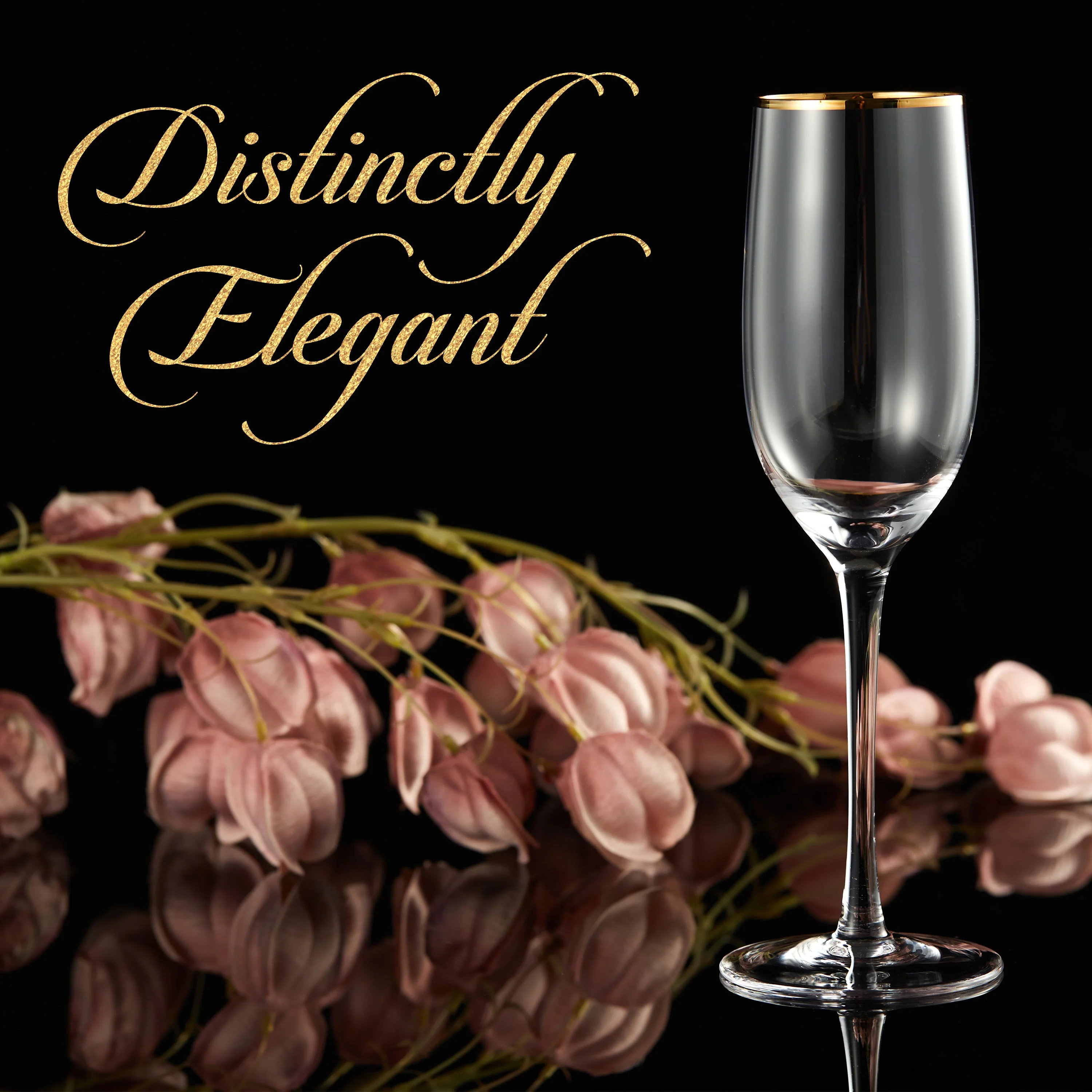 Berkware Crystal Champagne Flutes with Gold tone Rim - Image 3