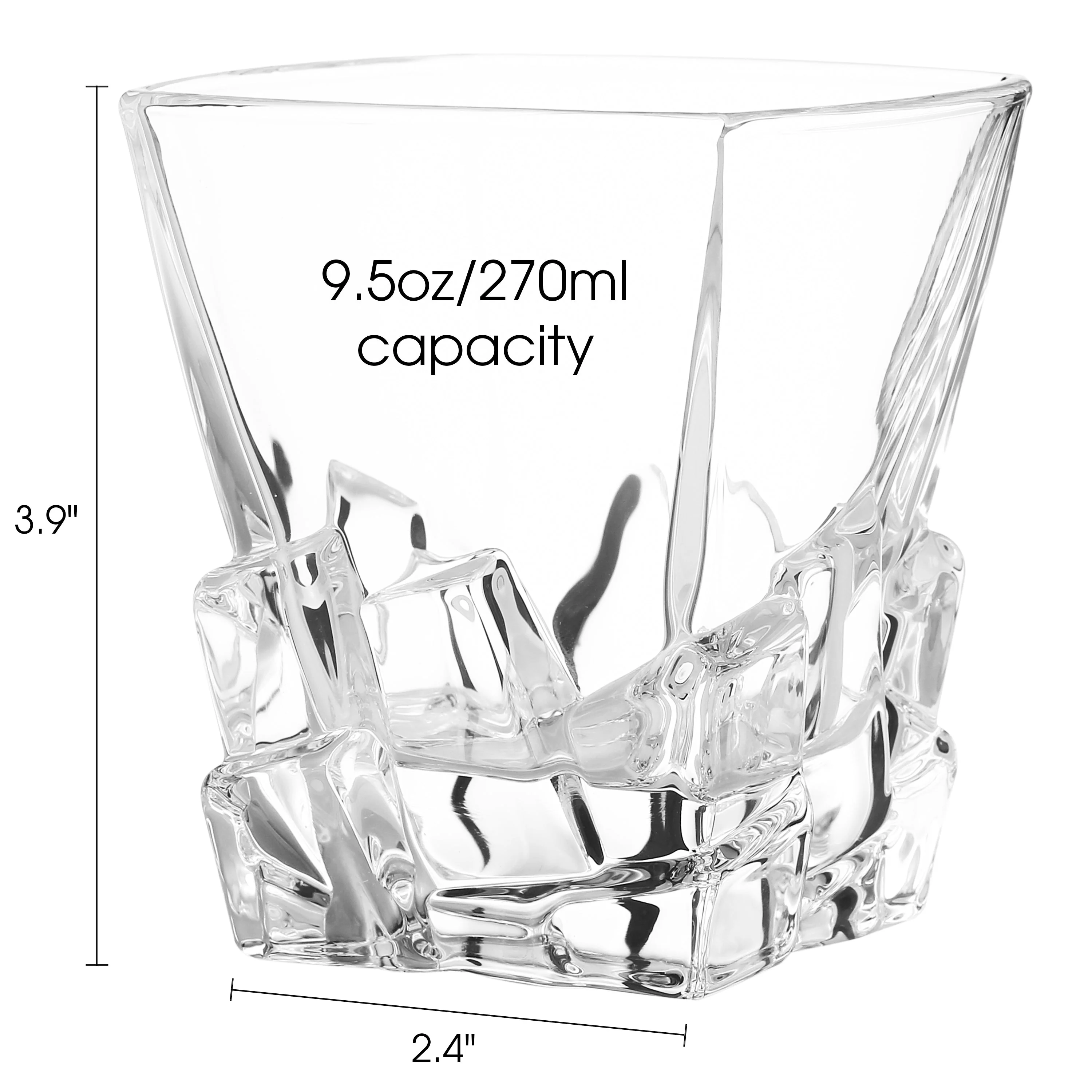 Berkware Lowball Whiskey Glasses - Modern Square Top Design - Set of 6 - Image 4