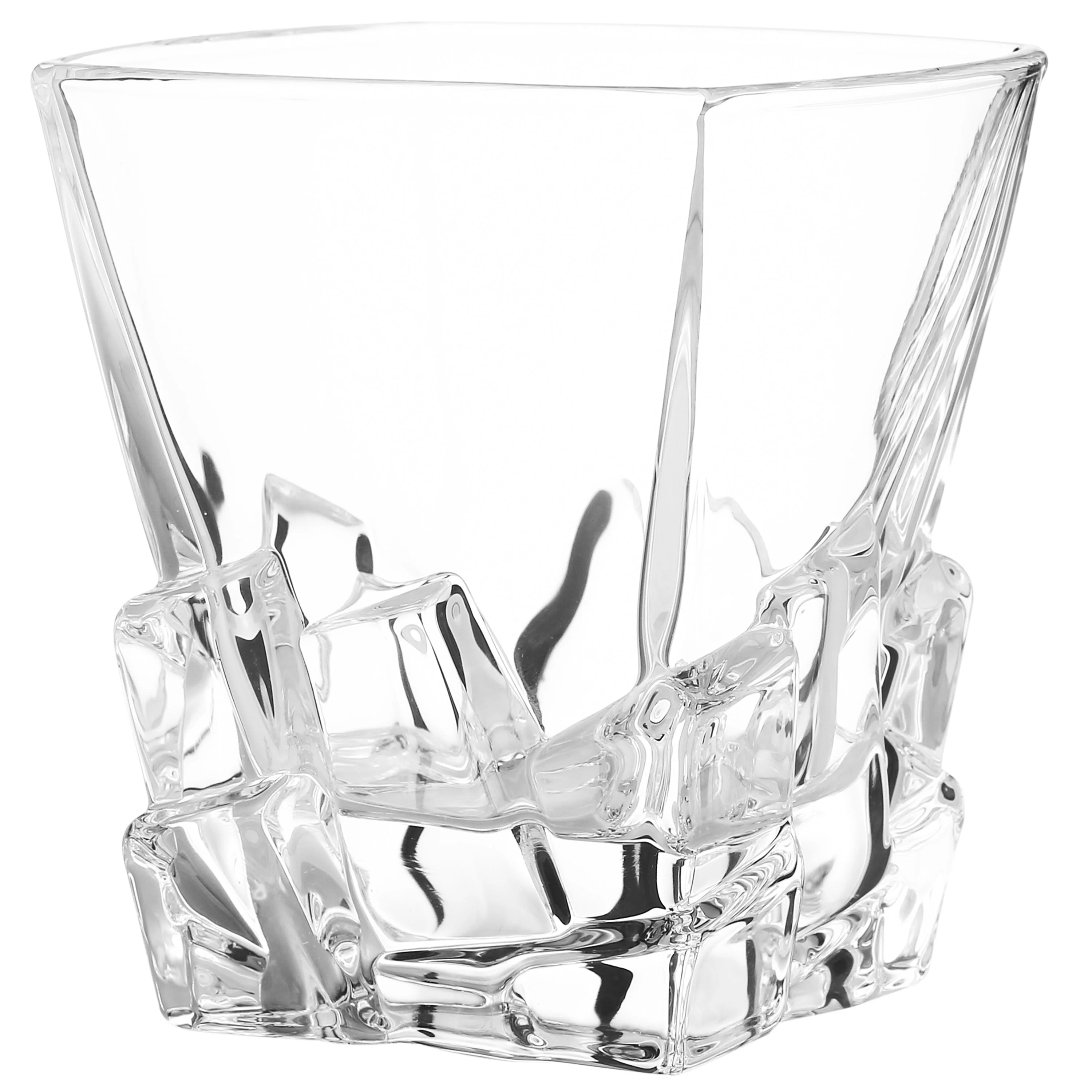 Berkware Lowball Whiskey Glasses - Modern Square Top Design - Set of 6