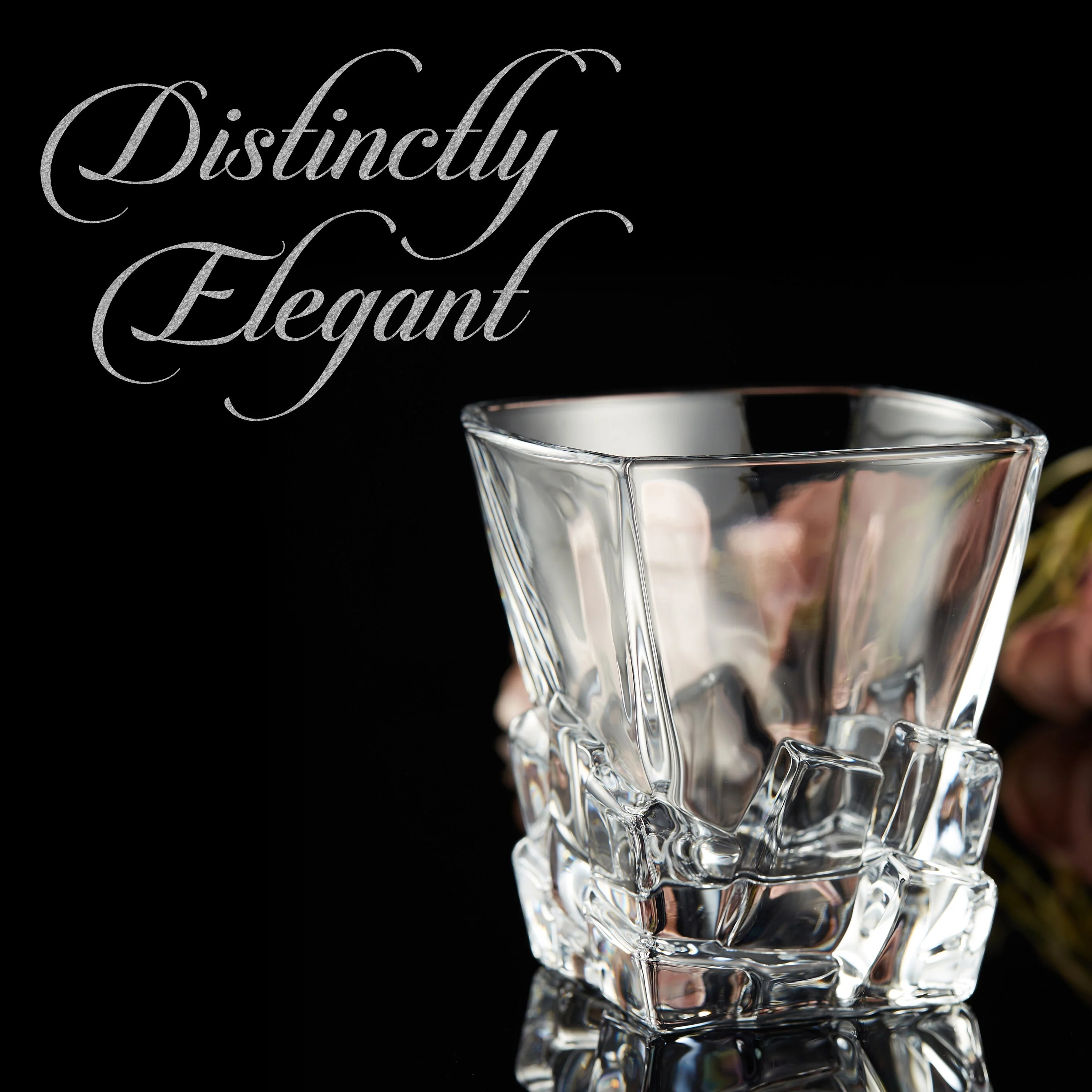 Berkware Lowball Whiskey Glasses - Modern Square Top Design - Set of 6 - Image 3