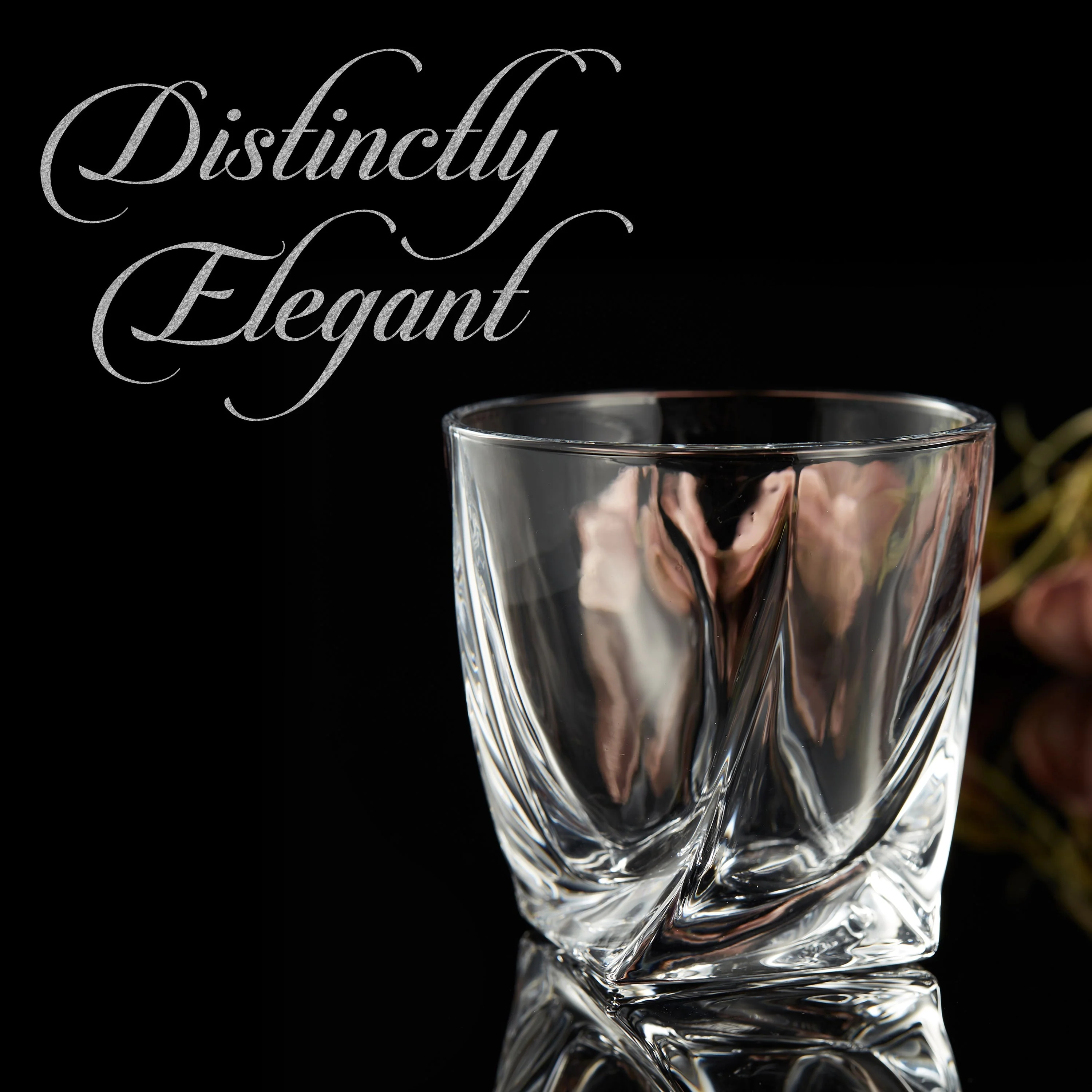 Berkware Lowball Whiskey Glasses - Modern Twisted Base Design - Image 3