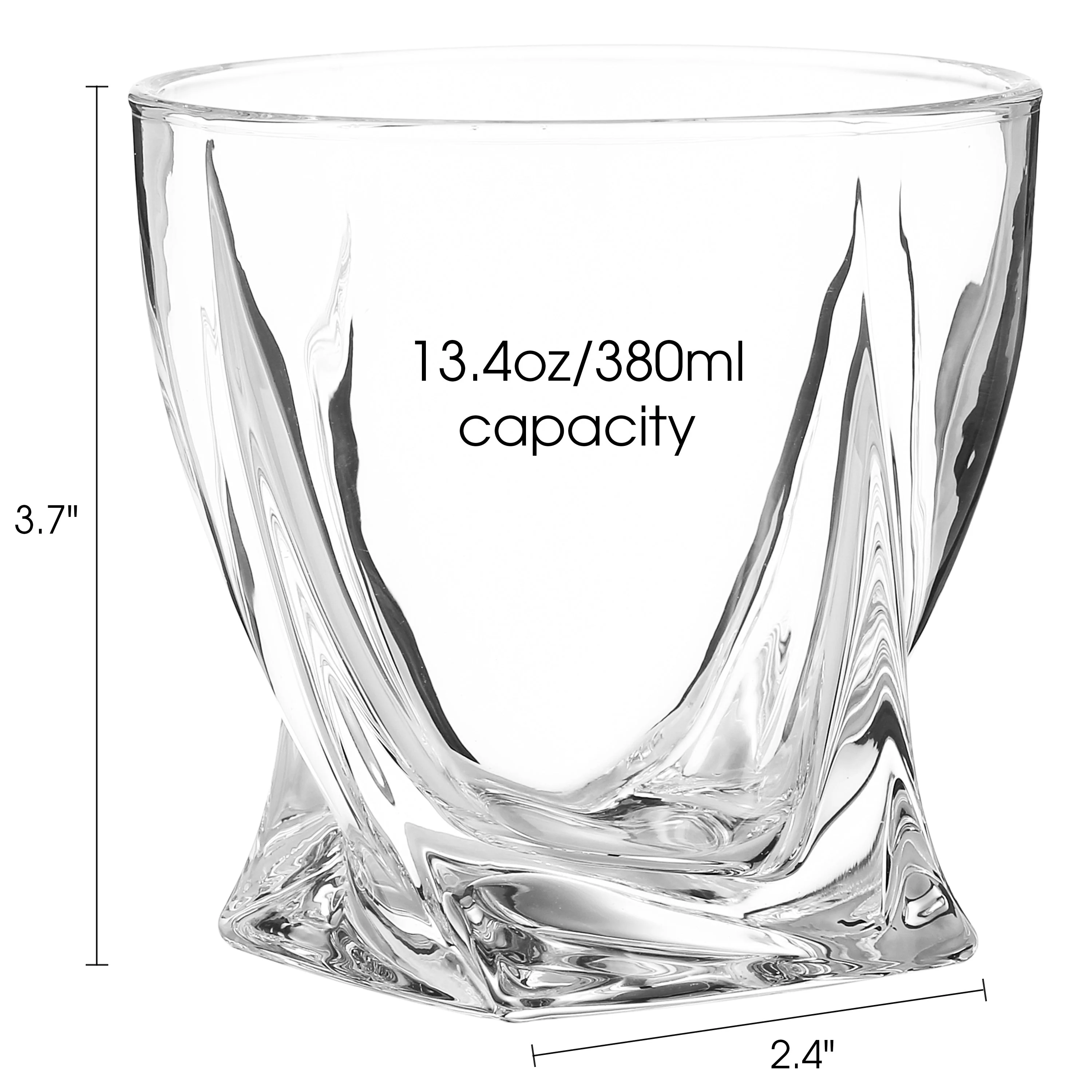Berkware Lowball Whiskey Glasses - Modern Twisted Base Design - Image 4
