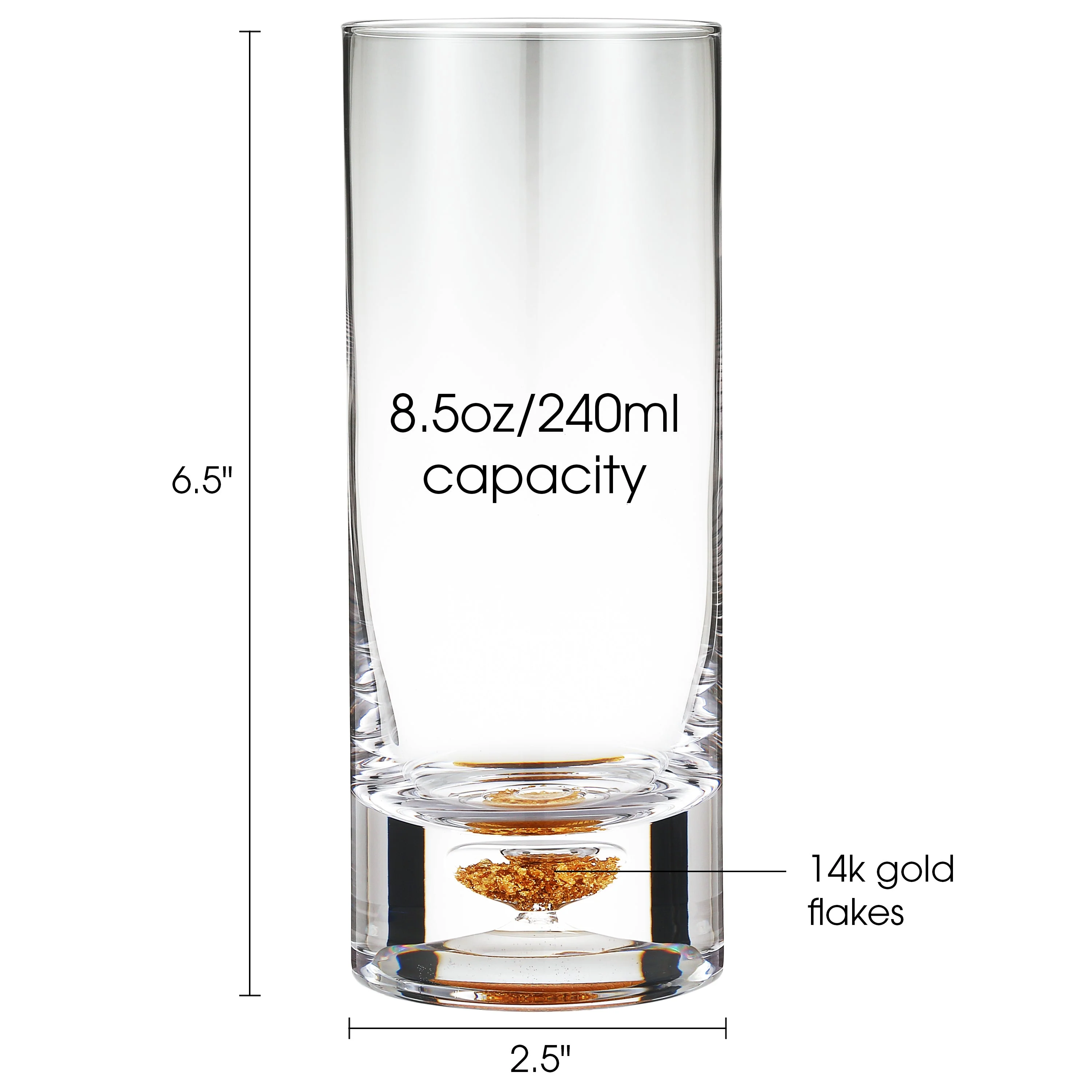 Berkware Lowball Whiskey Glasses with Unique Embedded Gold tone Flake Design - Set of 6 - Image 4