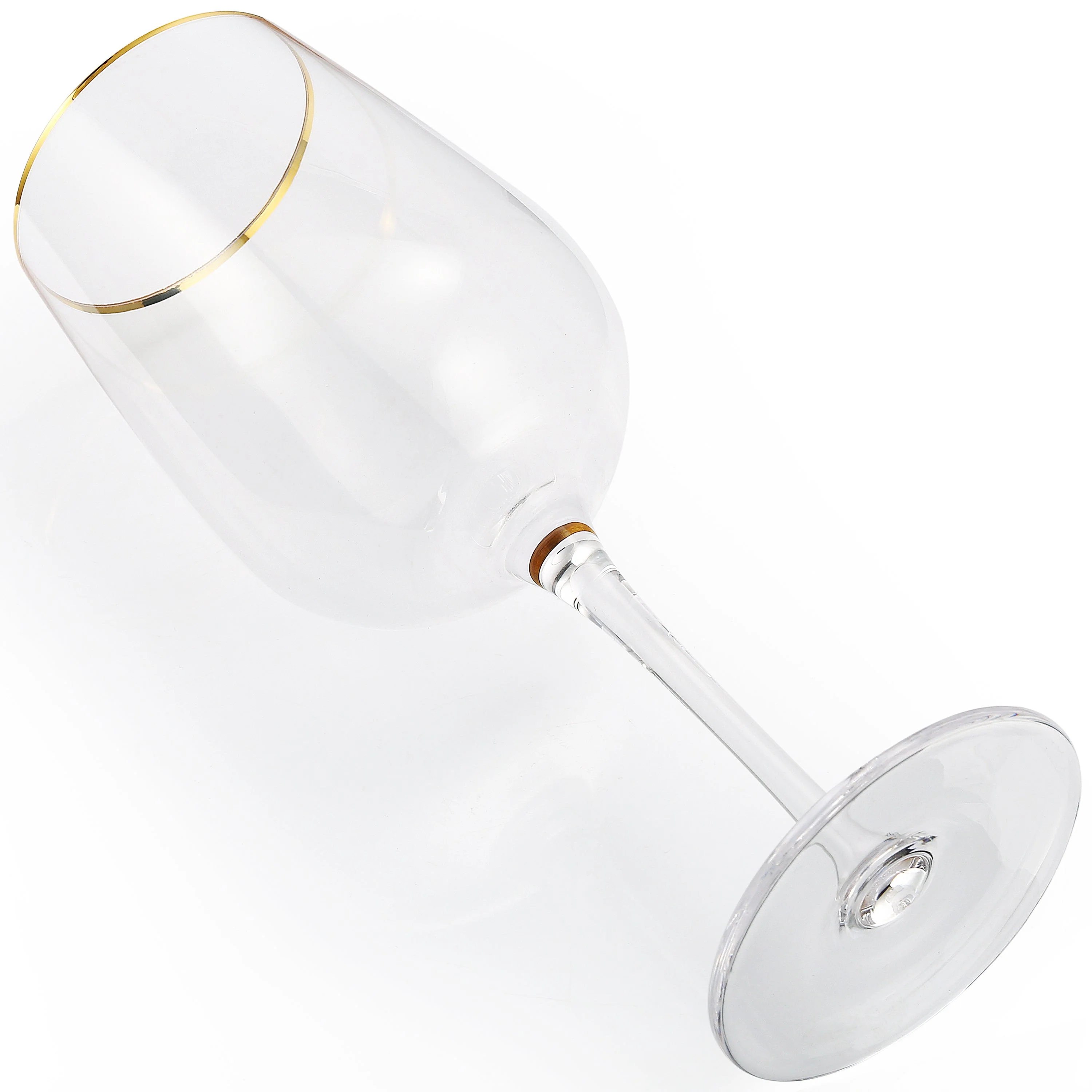 Berkware Luxurious and Elegant Long Stem Red Wine Glass with Gold tone Rim - Image 5