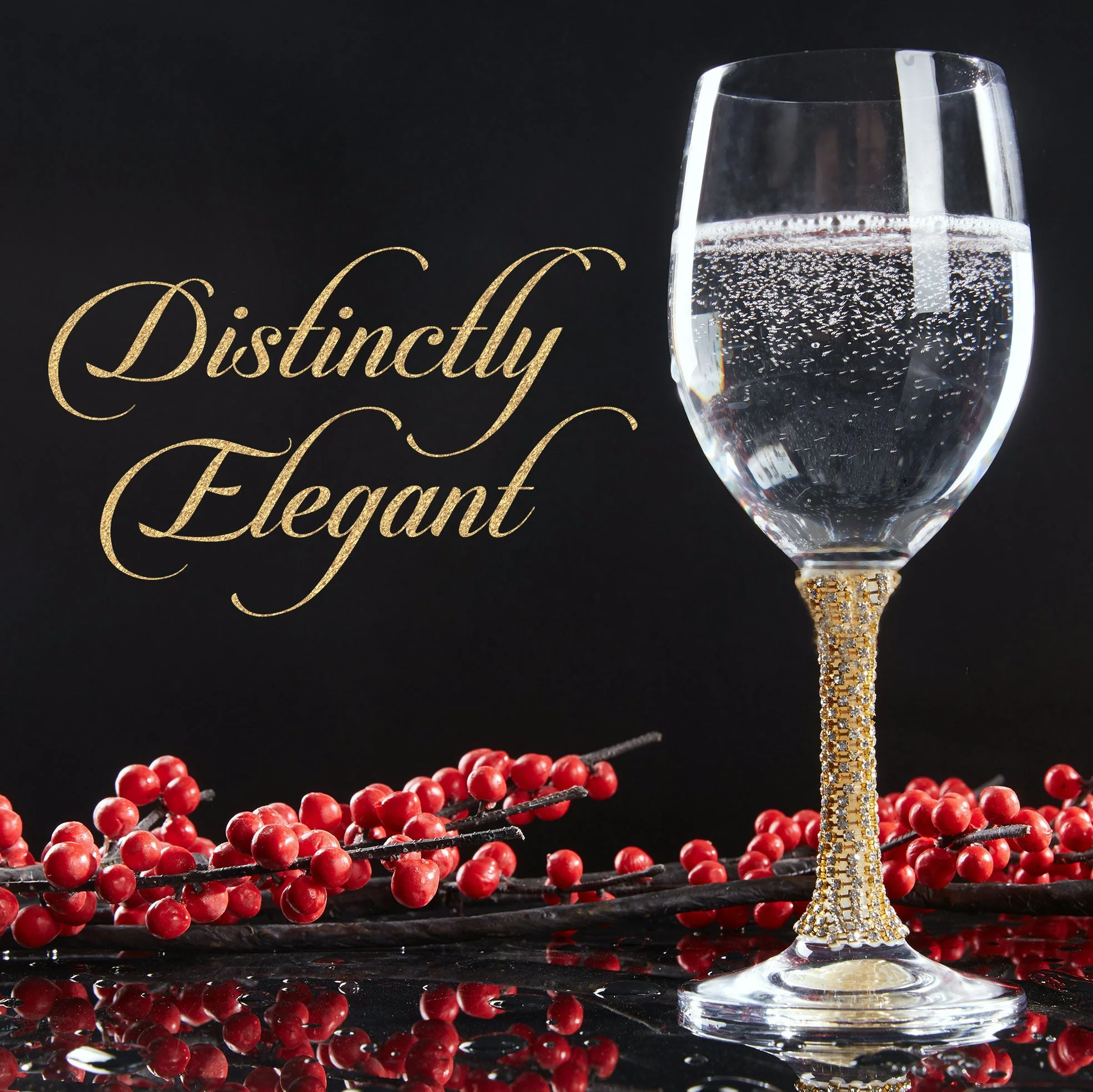 Berkware Set of 6 Crystal Wine Glasses - Elegant Gold tone Studded Long Stem Red Wine Glasses - Image 3
