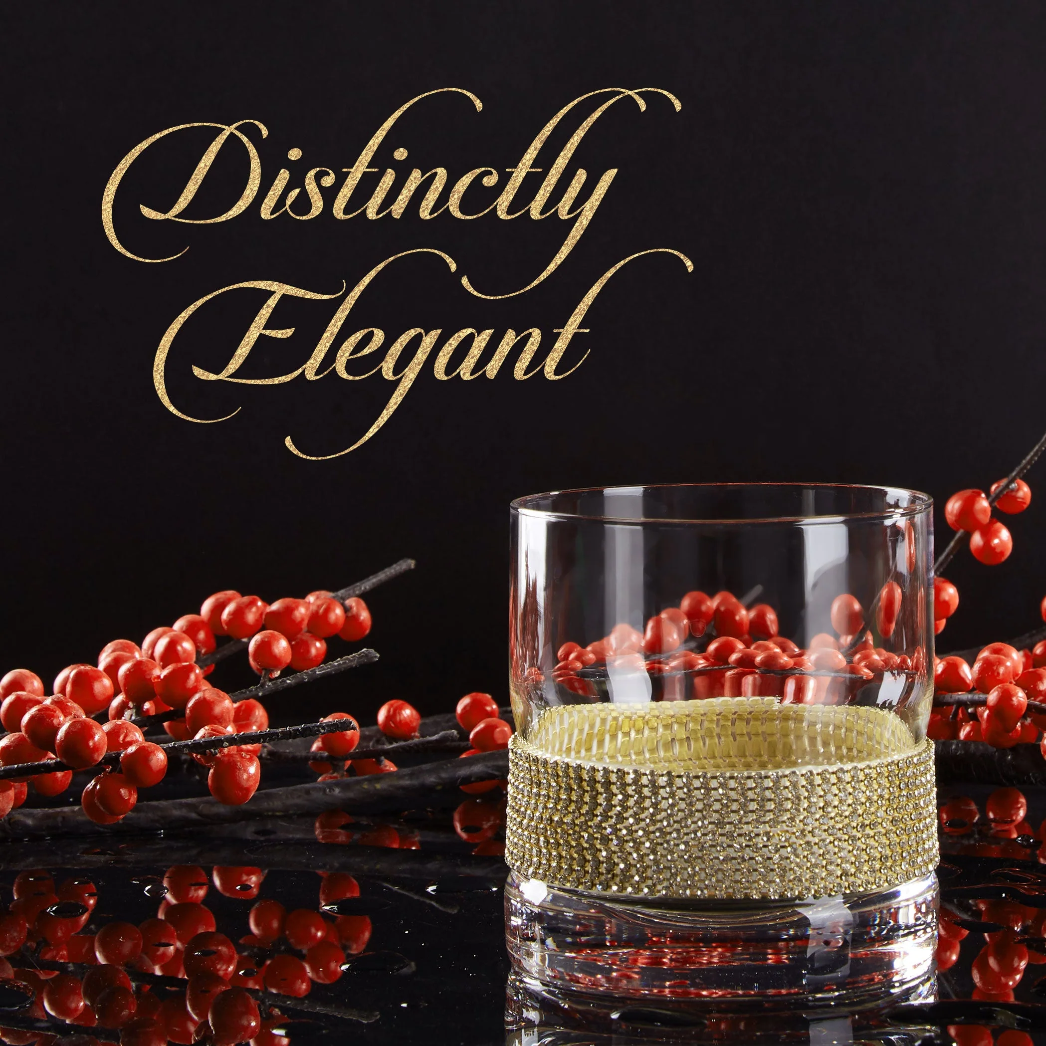 Berkware Set of 6 Elegant Old Fashioned Whiskey Glasses - 10oz Lowball Glasses with Sparkling "Rhinestone Diamond" Studded  Design - Image 3