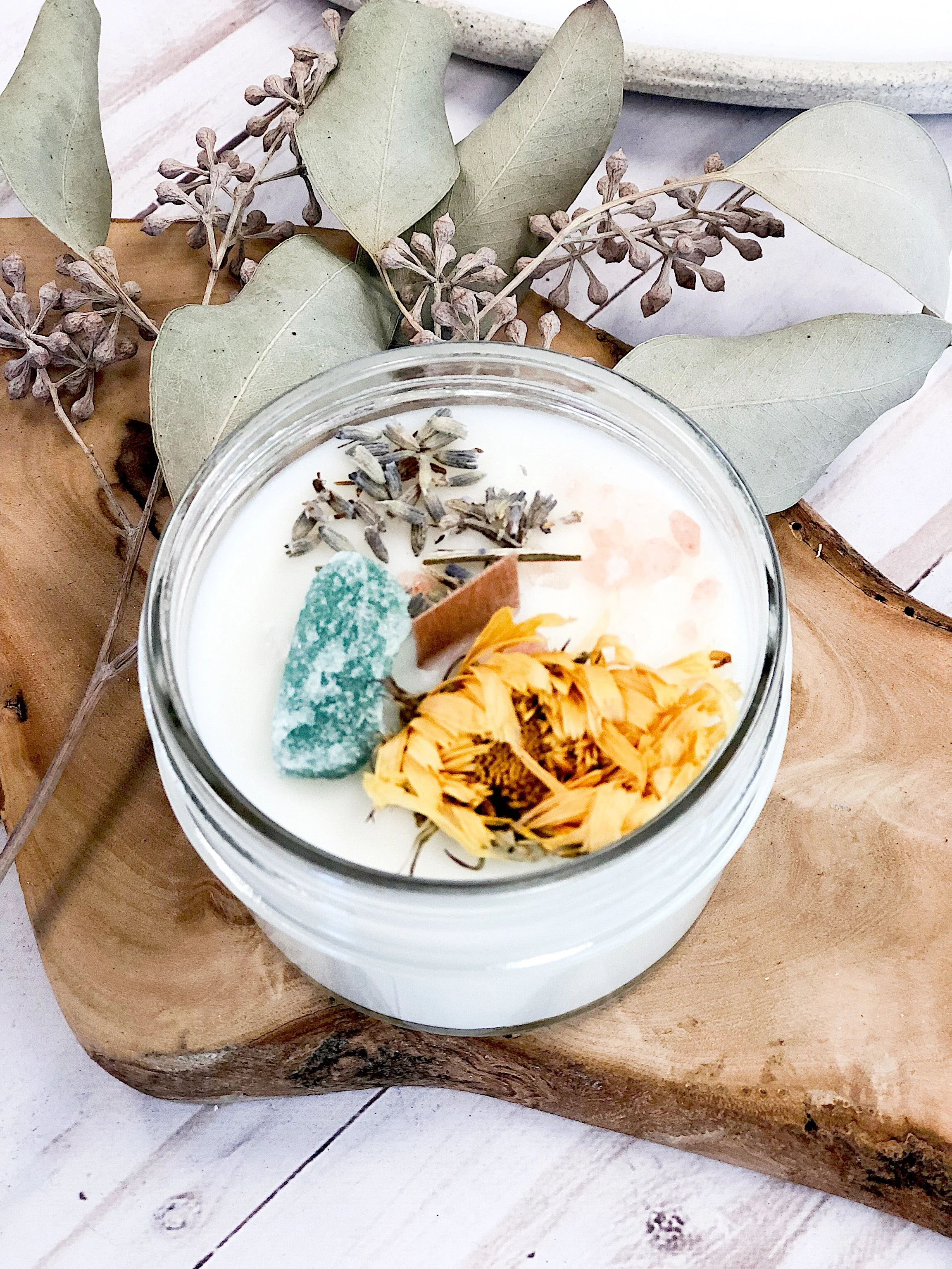 Blessings Candle / Intention Candle / Good Luck / Soy Handpoured Candle/ Candle with Crystals / Botanical Candle / Essential Oil Candle - Image 2