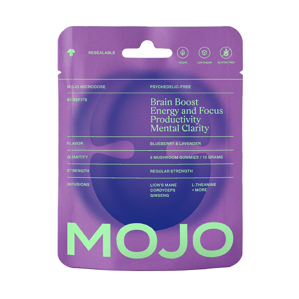 Brain Boost Gummies - Blueberry Lavender by Mojo | Mushroom Dosed Gummies - Image 6