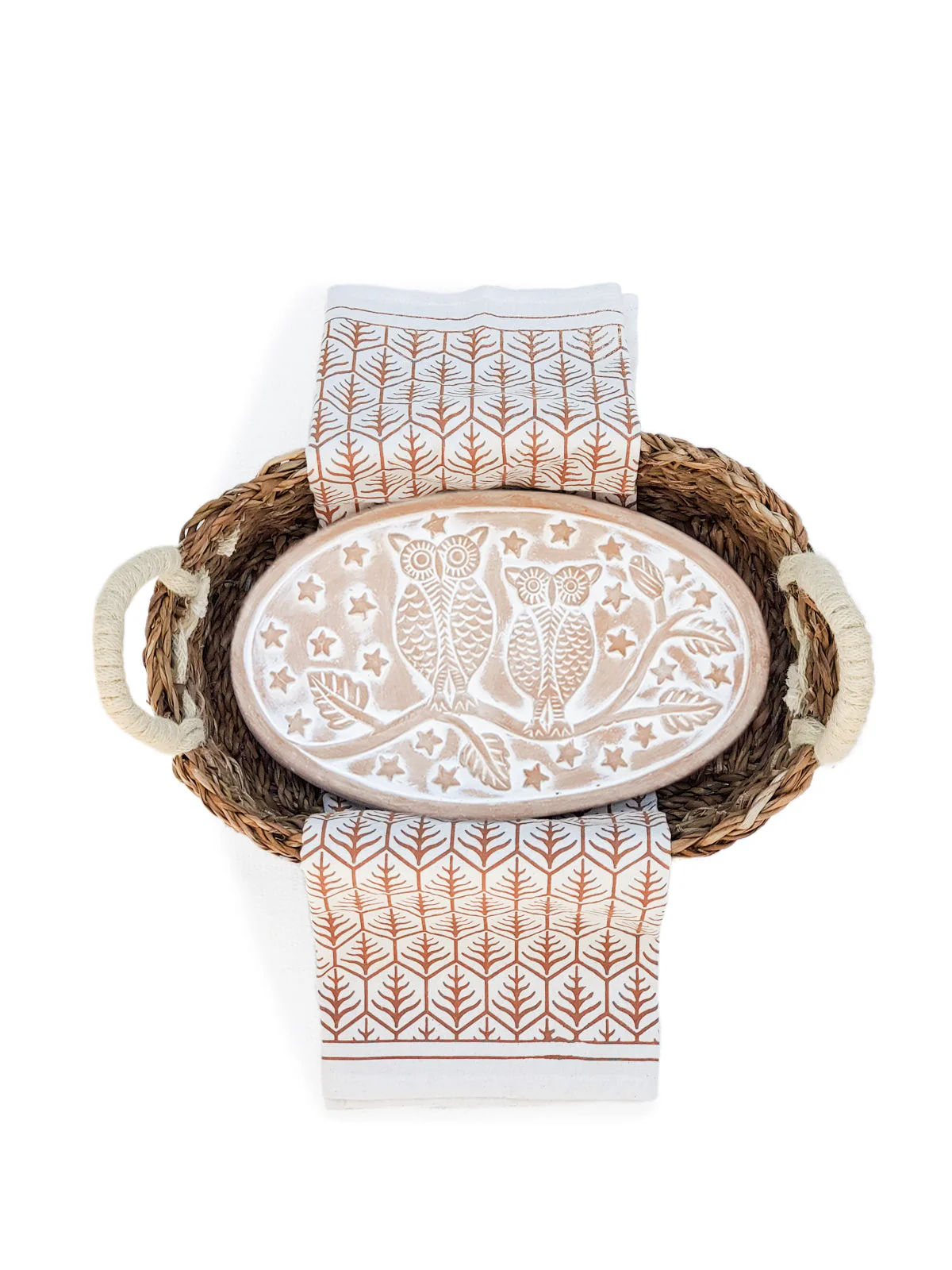Bread Warmer & Basket Gift Set with Tea Towel - Owl Oval - Image 5