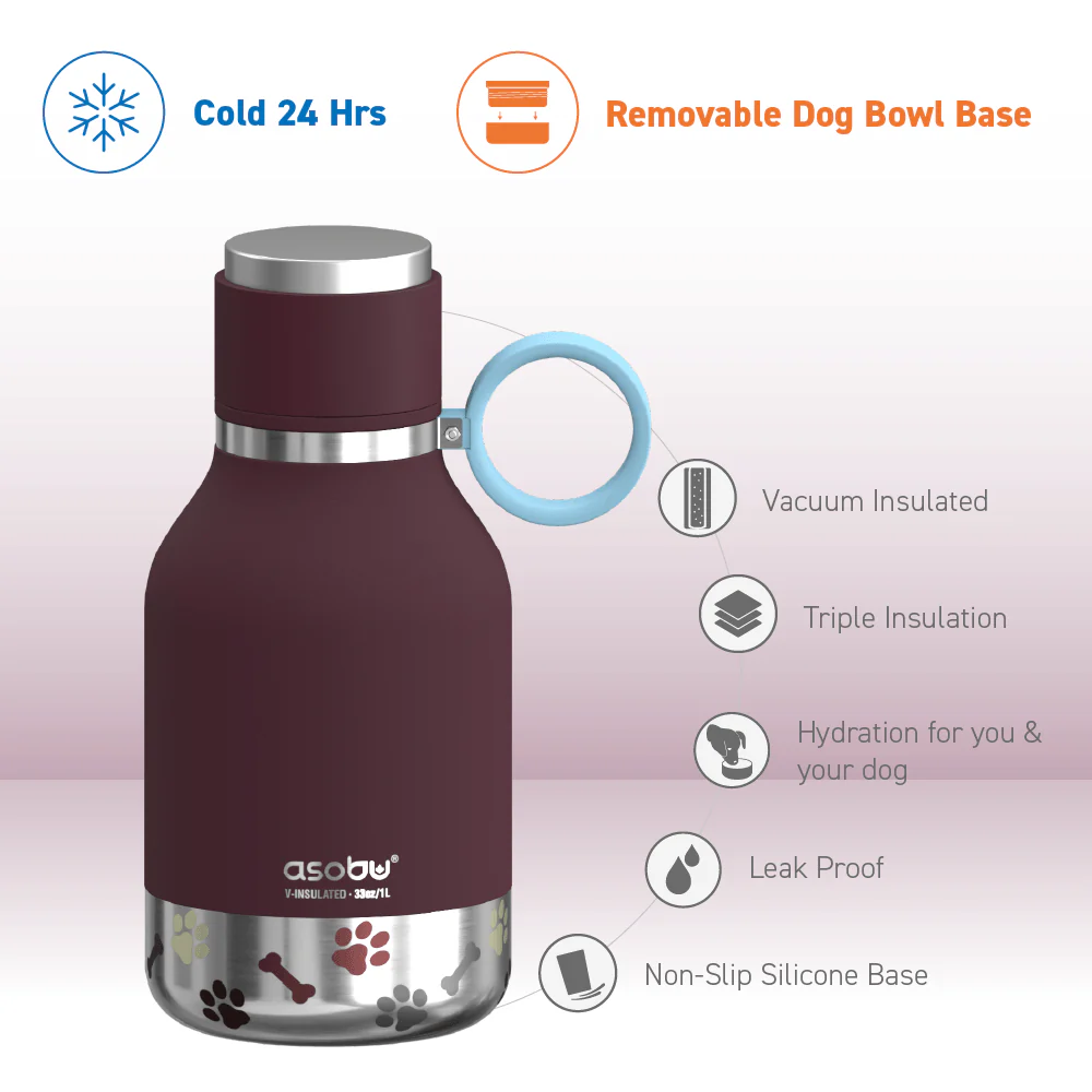 Burgundy Dog Bowl Bottle by ASOBU® - Image 3