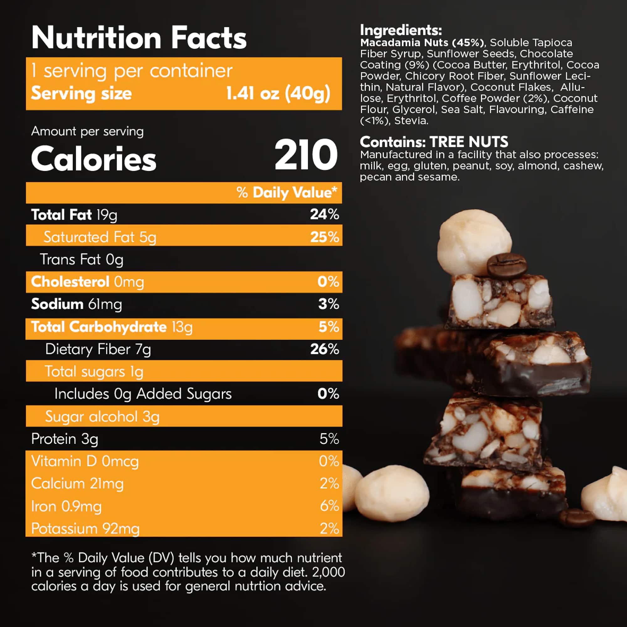 Caramel Mocha Macadamia Nut Snack Bar (Dan Mace's BRU Bar) (12 Bars) - Image 11