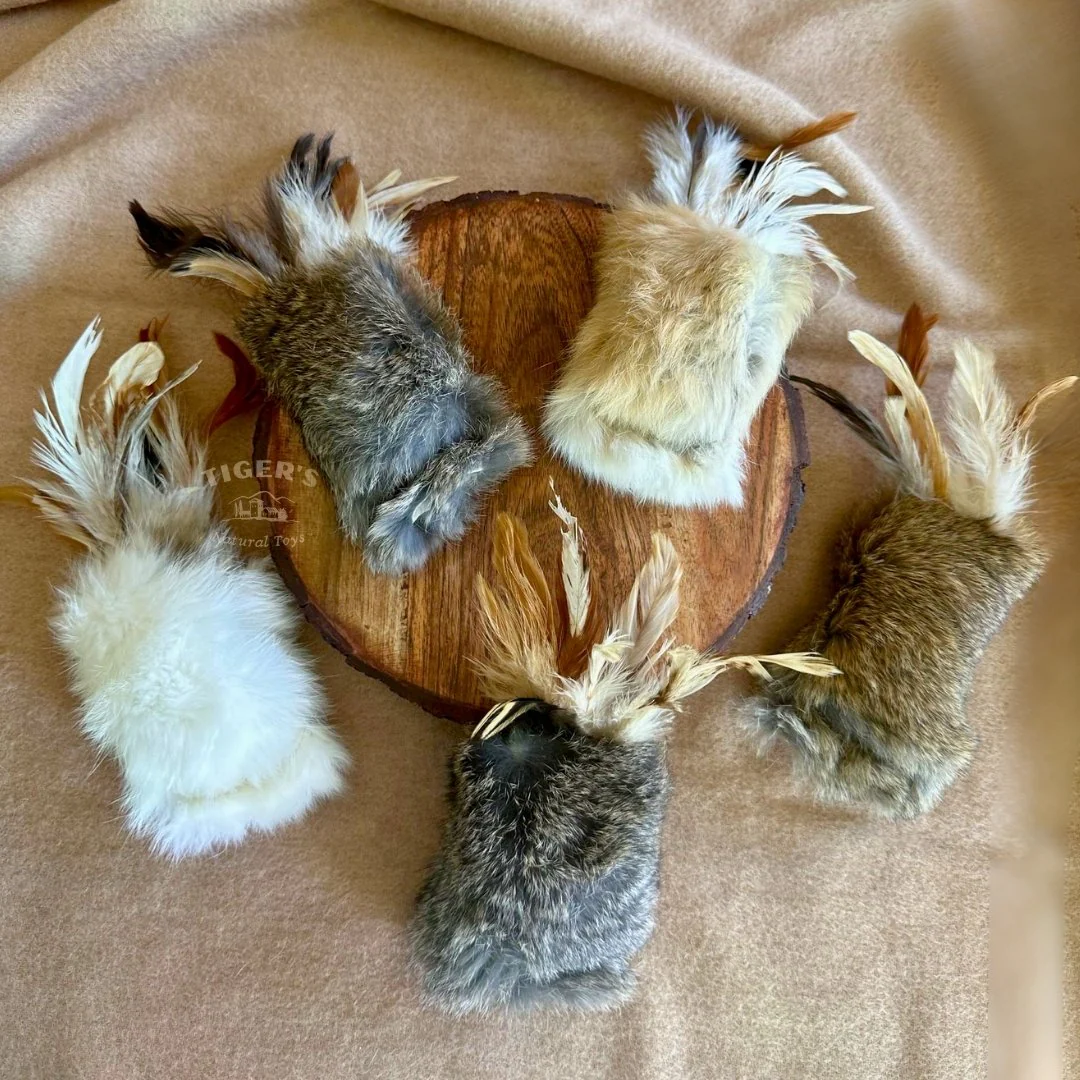 Cat Kicker Toy with Rabbit Fur Feathers and Wool - Image 2