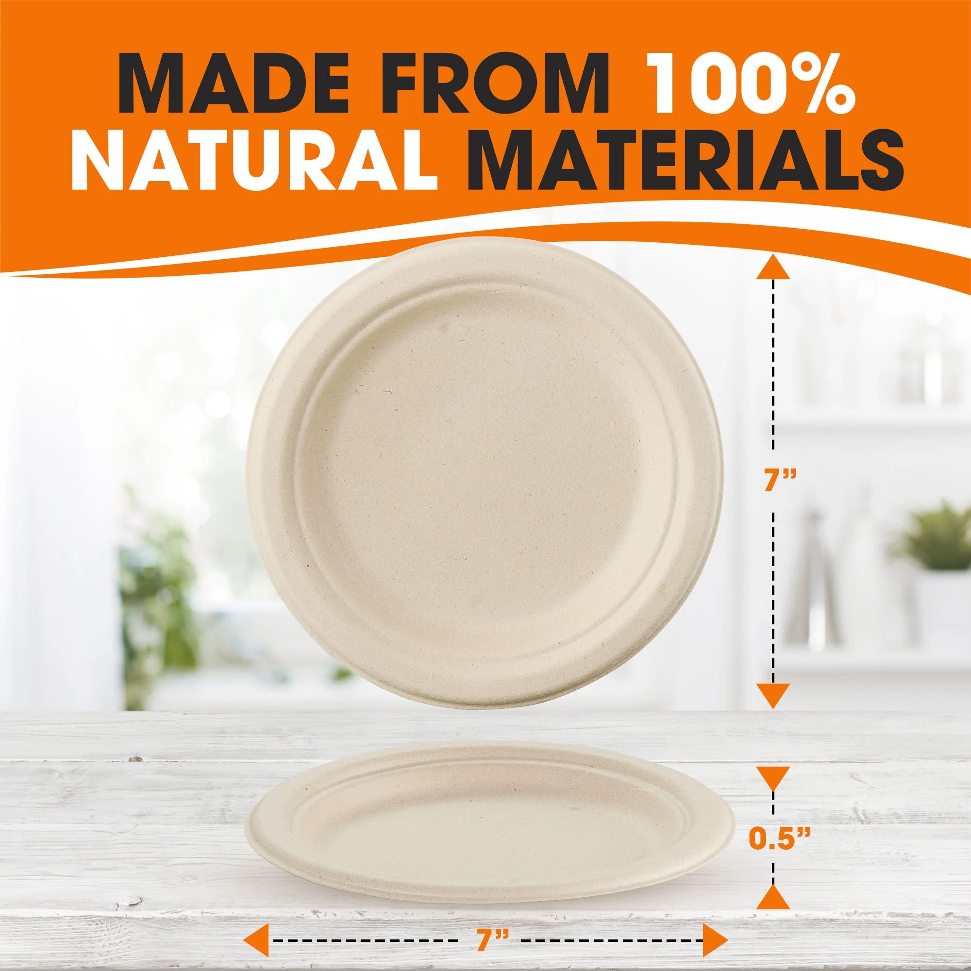 Cheer Collection 7 Inch Biodegradable Plates - 100% Compostable Paper Plates | Eco Friendly Disposable - Image 4