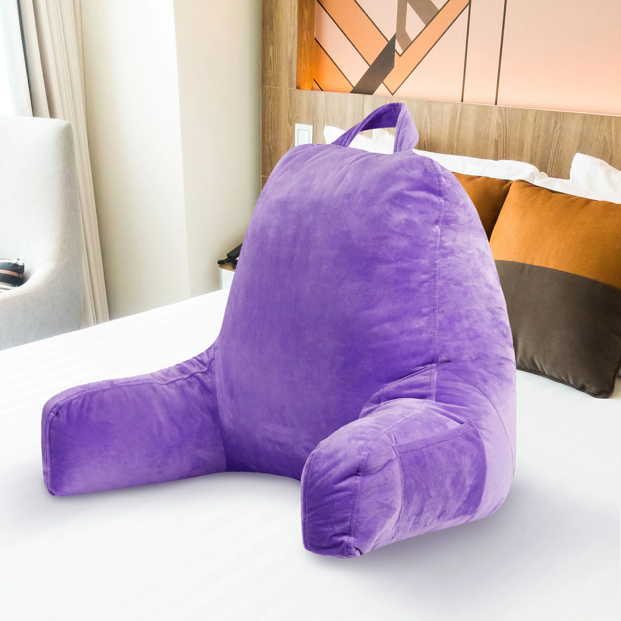 Cheer Collection Backrest Reading Pillow - Plush Fiber Filled TV and Gaming Pillow with Armrest - Image 26