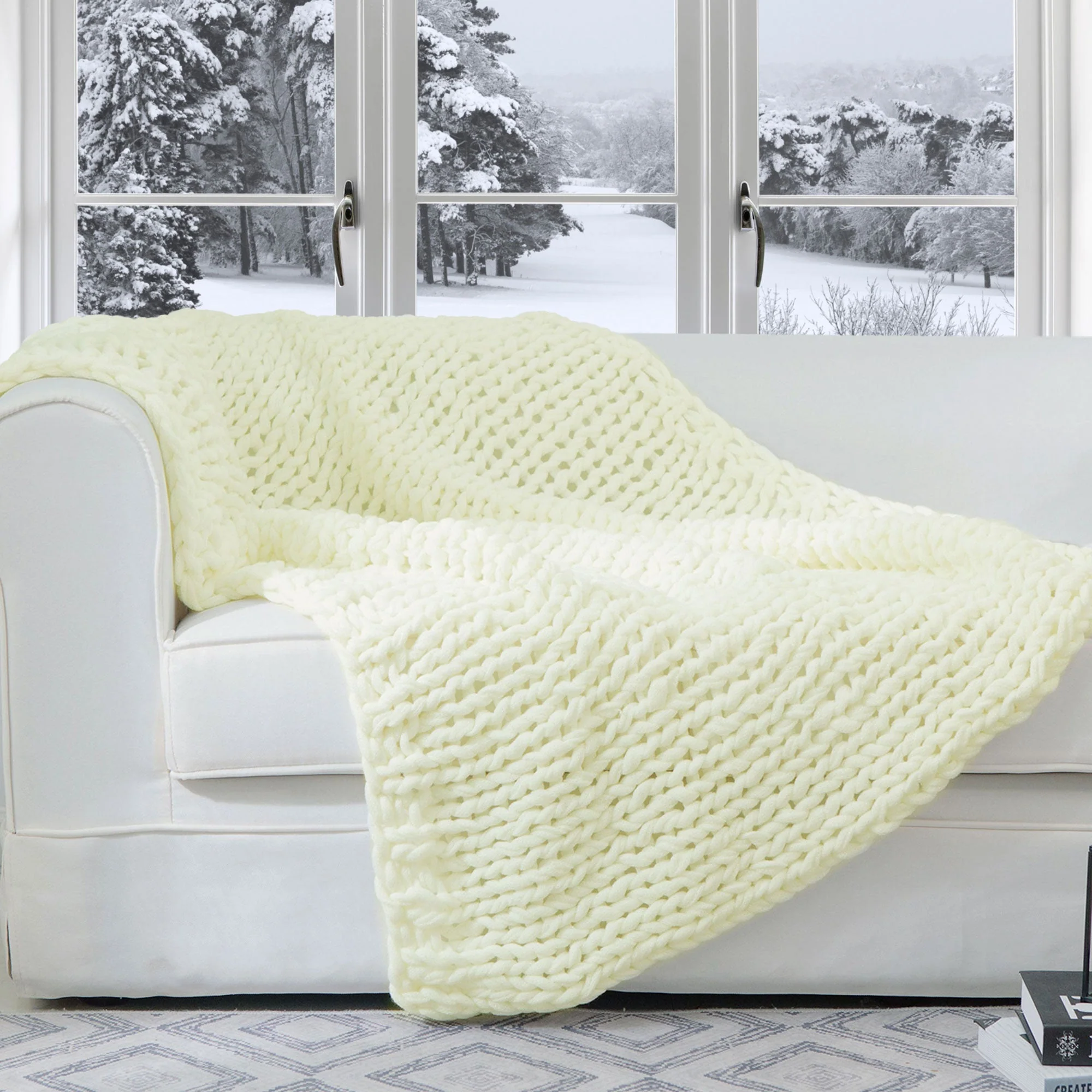 Cheer Collection Chunky Cable Knit Throw Blanket | Ultra Plush and Soft 100% Acrylic Accent Throw - 50 x 60 - Image 22