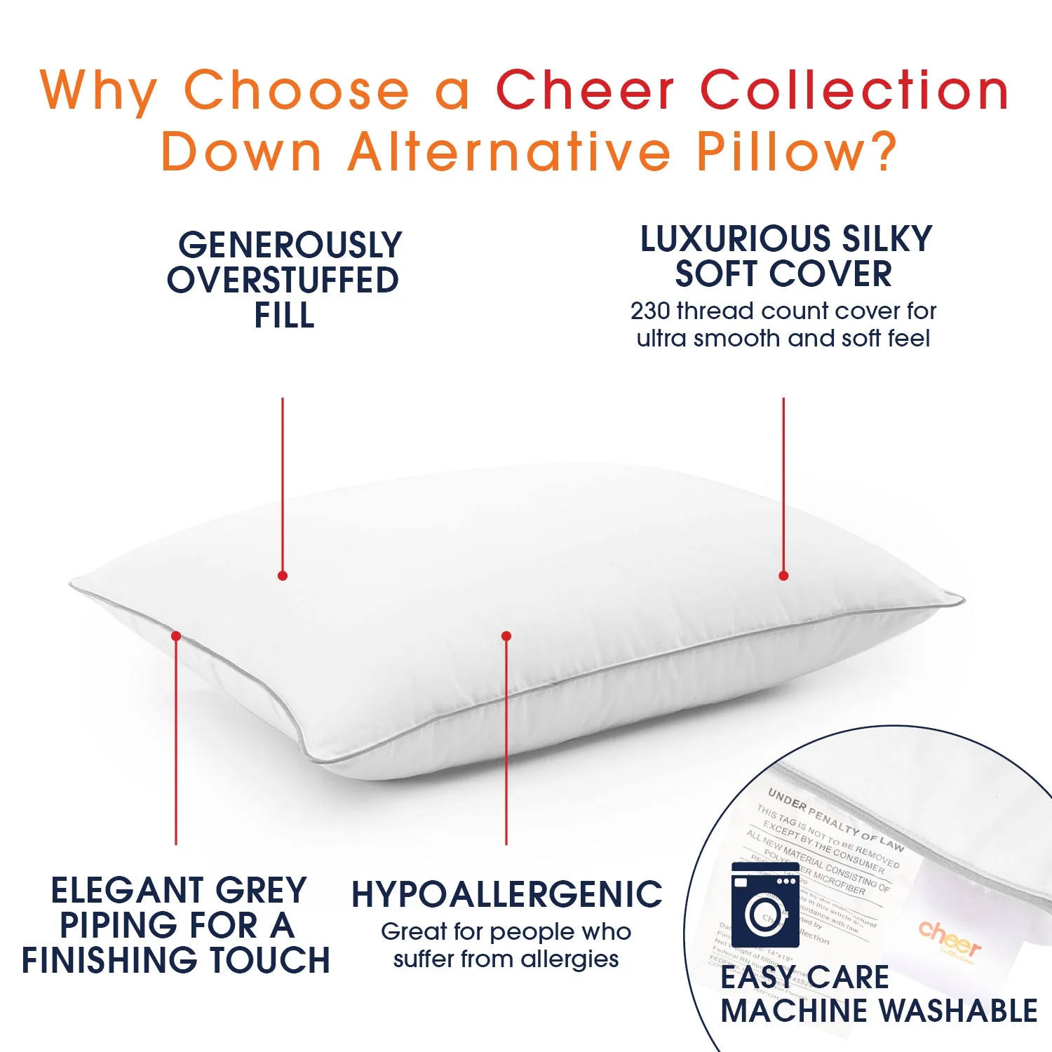 Cheer Collection Down Alternative Pillows (Set of 4) - Image 3