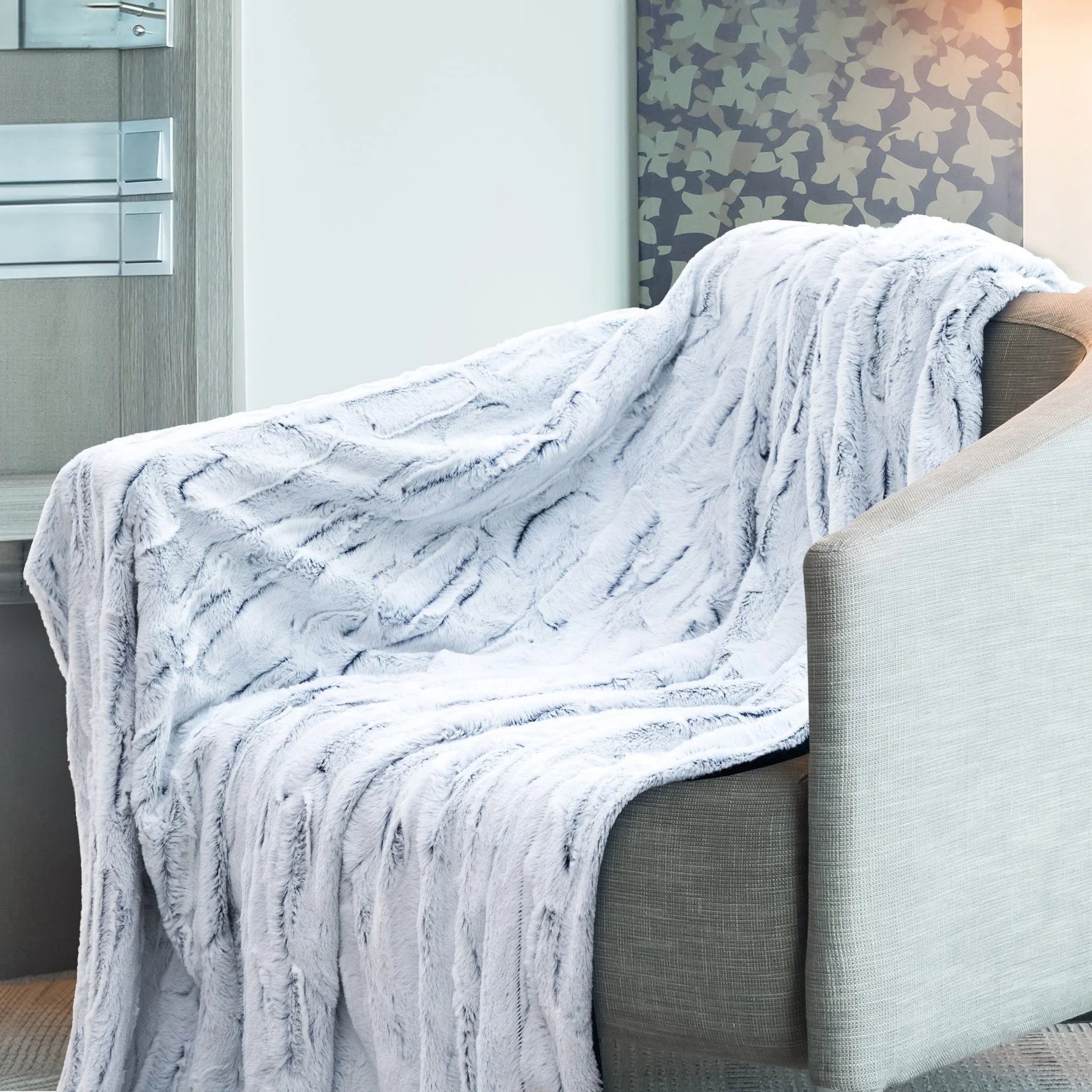 Cheer Collection Embossed Faux Fur Throw Blanket - Ultra Soft Fuzzy Blanket - Image 7