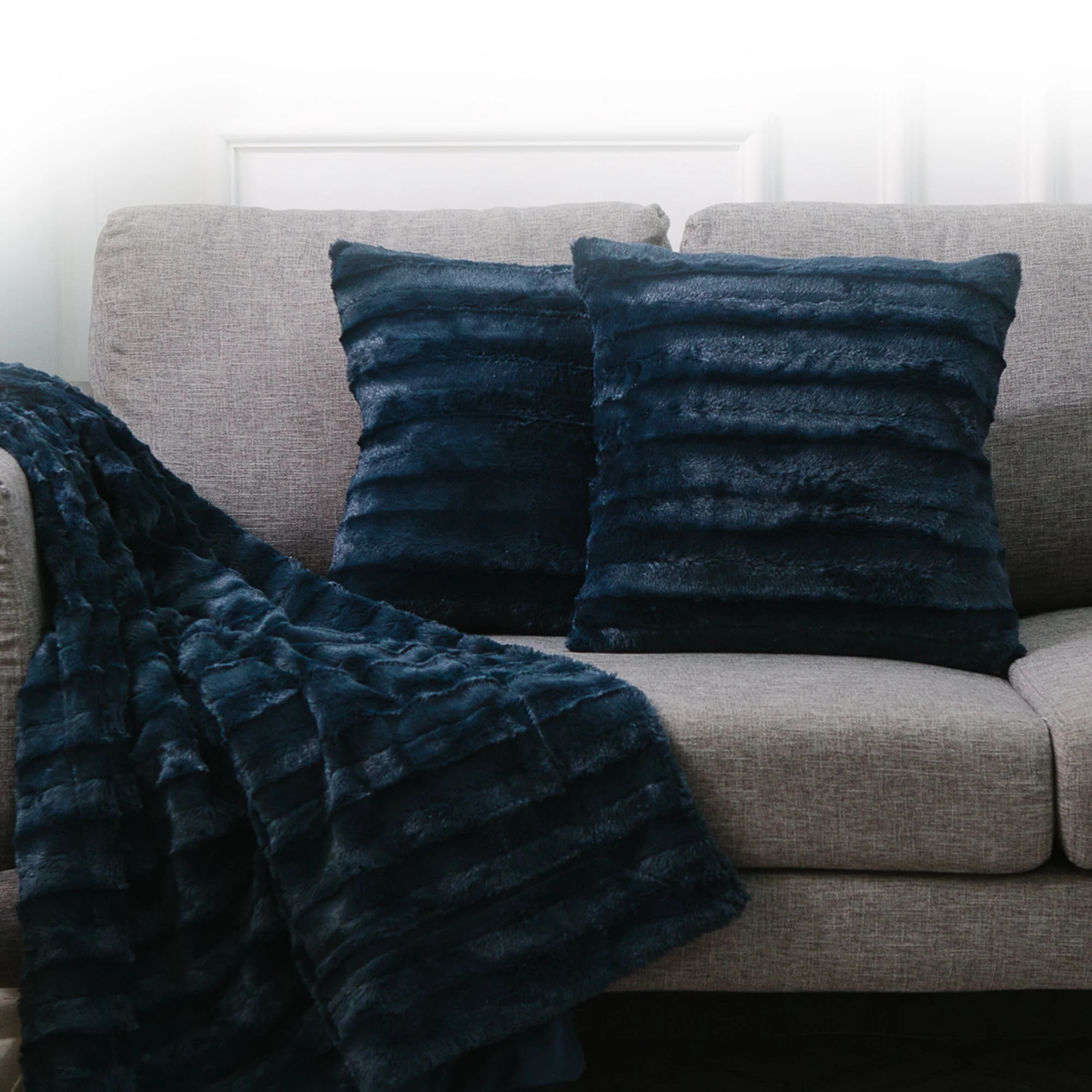 Cheer Collection Faux Fur Throw Pillows - Set of 2 Decorative Couch Pillows - 24" x 24" - Image 24