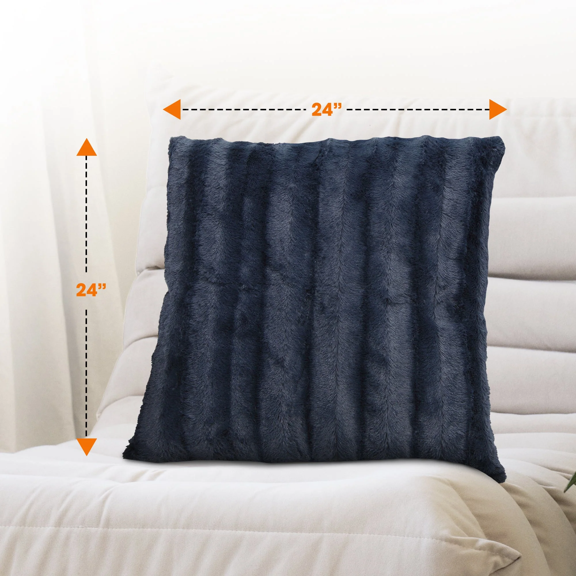 Cheer Collection Faux Fur Throw Pillows - Set of 2 Decorative Couch Pillows - 24" x 24" - Image 26