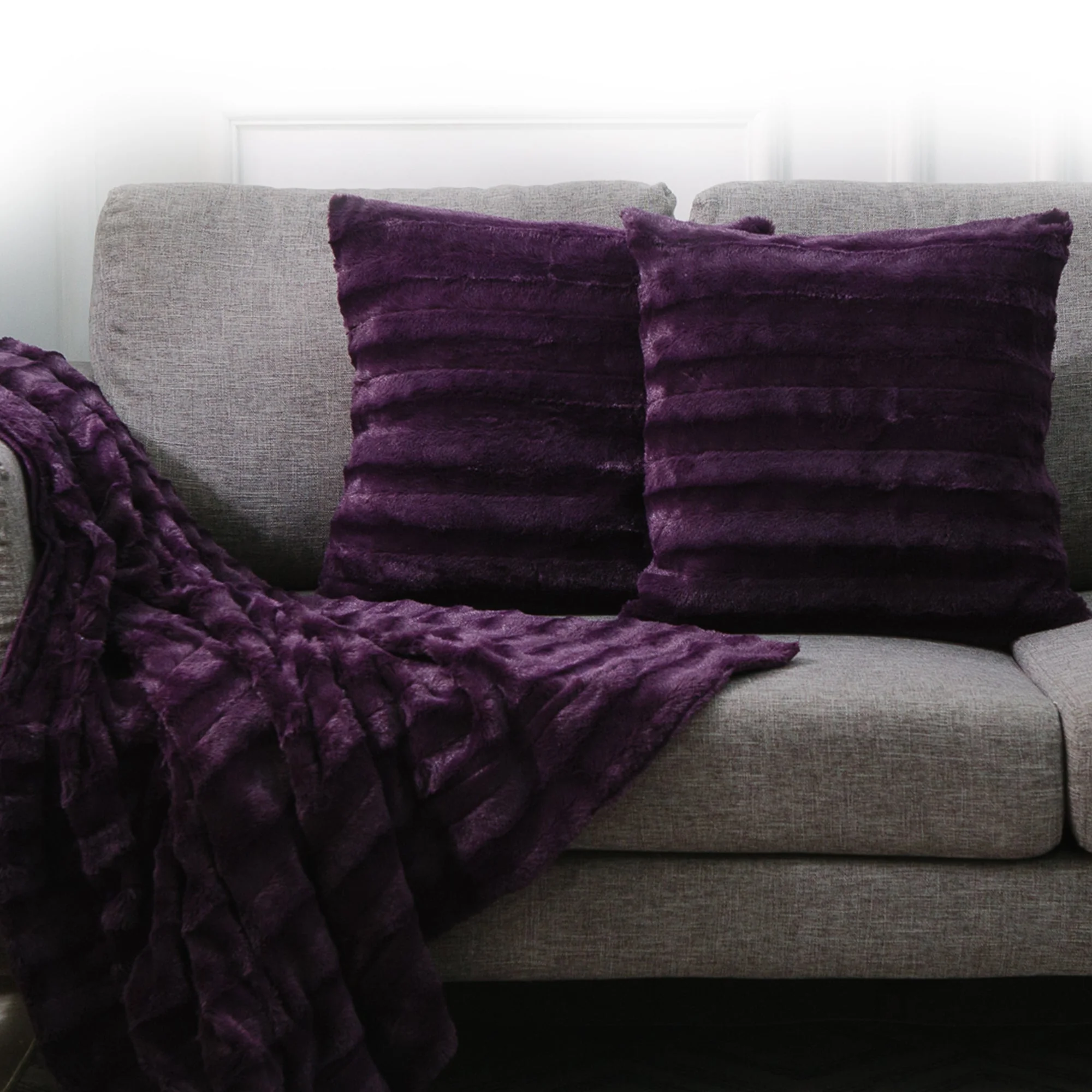 Cheer Collection Faux Fur Throw Pillows - Set of 2 Decorative Couch Pillows - 24" x 24" - Image 31