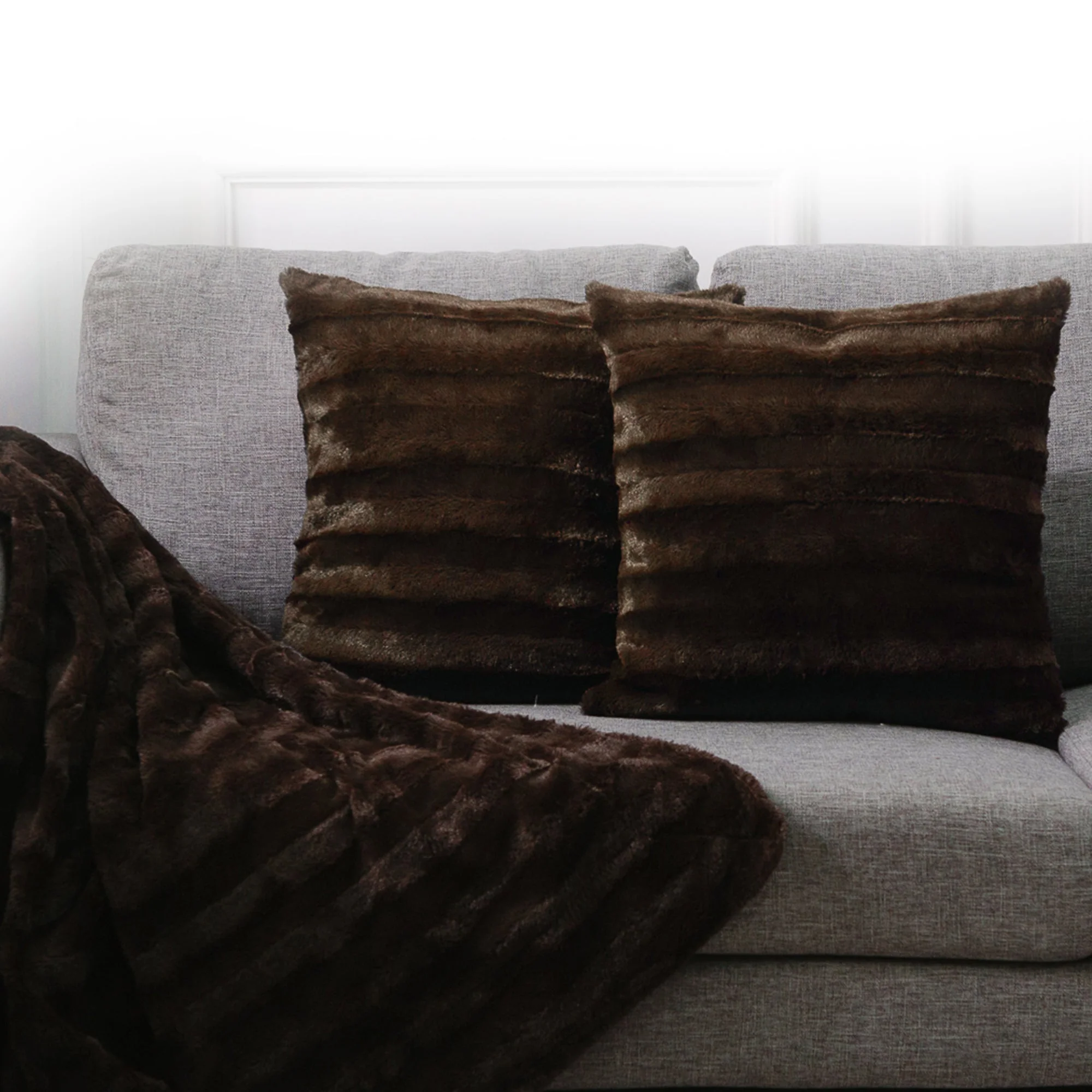 Cheer Collection Faux Fur Throw Pillows - Set of 2 Decorative Couch Pillows - 26" x 26" - Image 52