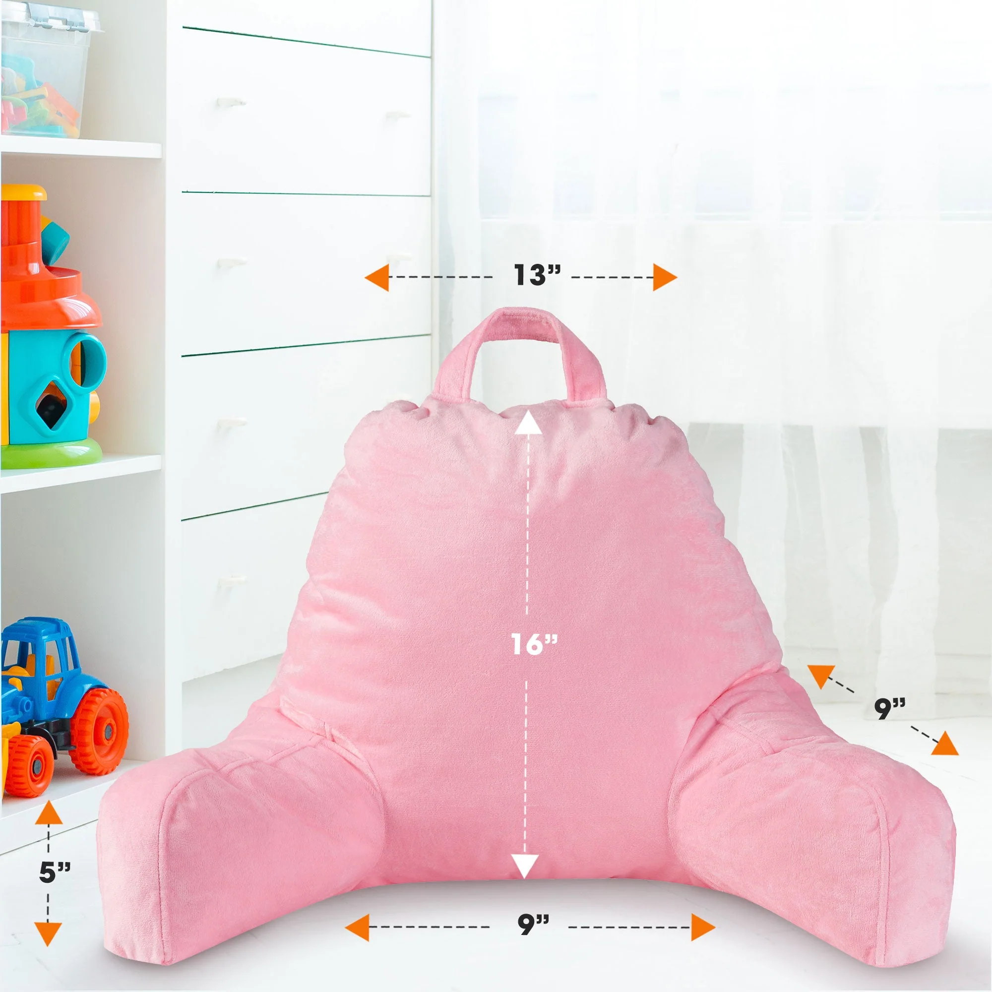 Cheer Collection Kids Size Reading and Gaming Pillow with Armrest - Plush Fiber Filled Backrest Pillow - Image 38