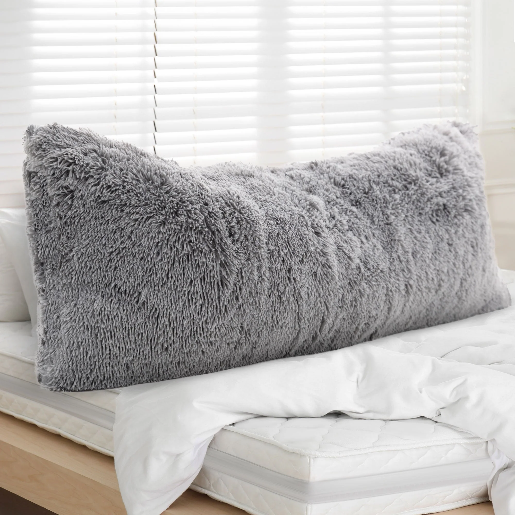 Cheer Collection Long Hair Shaggy Body Pillow 20" x 54" - Image 58