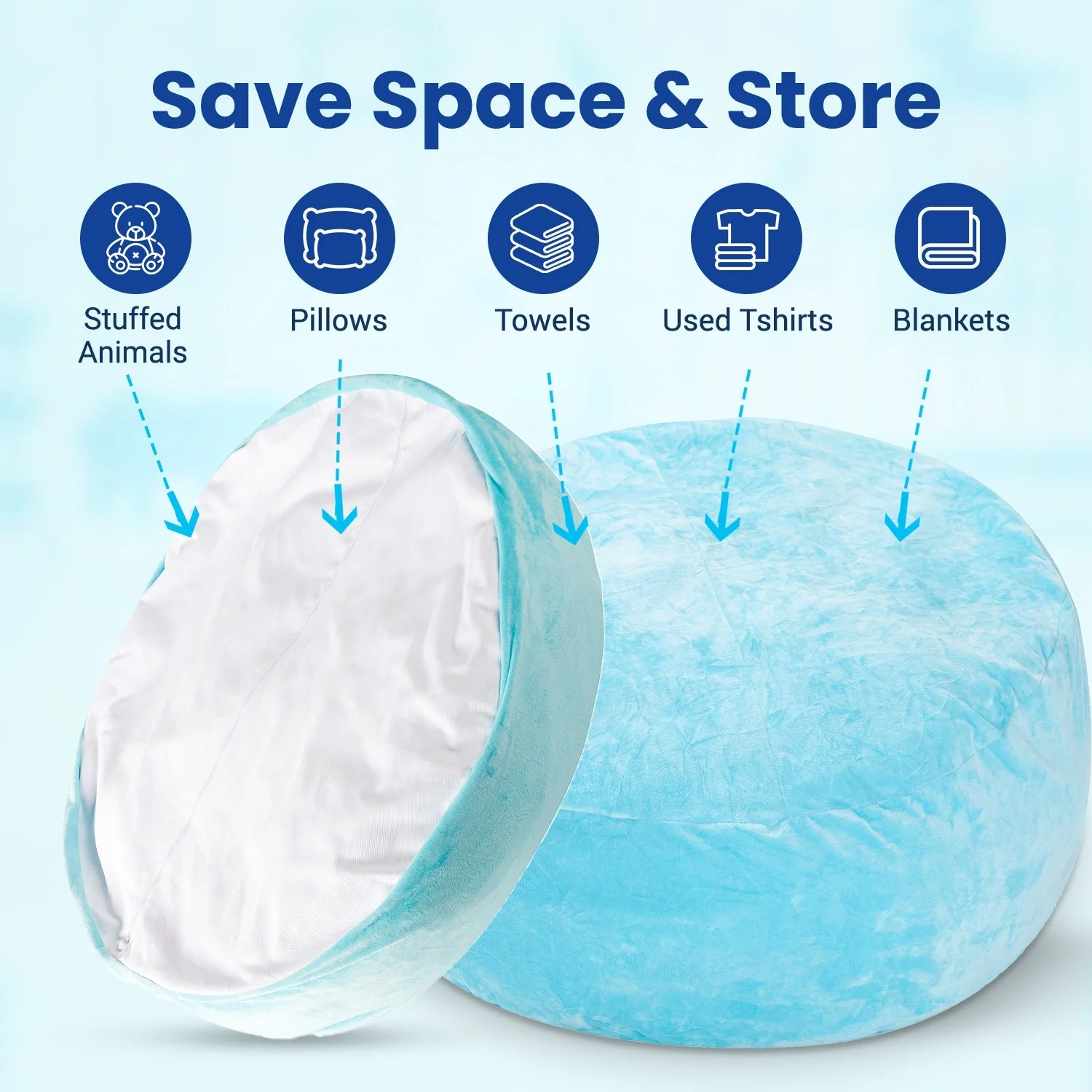 Cheer Collection Microplush Storage Bag, Kids Plush Toy Storage Organizer and Bean Bag Chair - Image 4