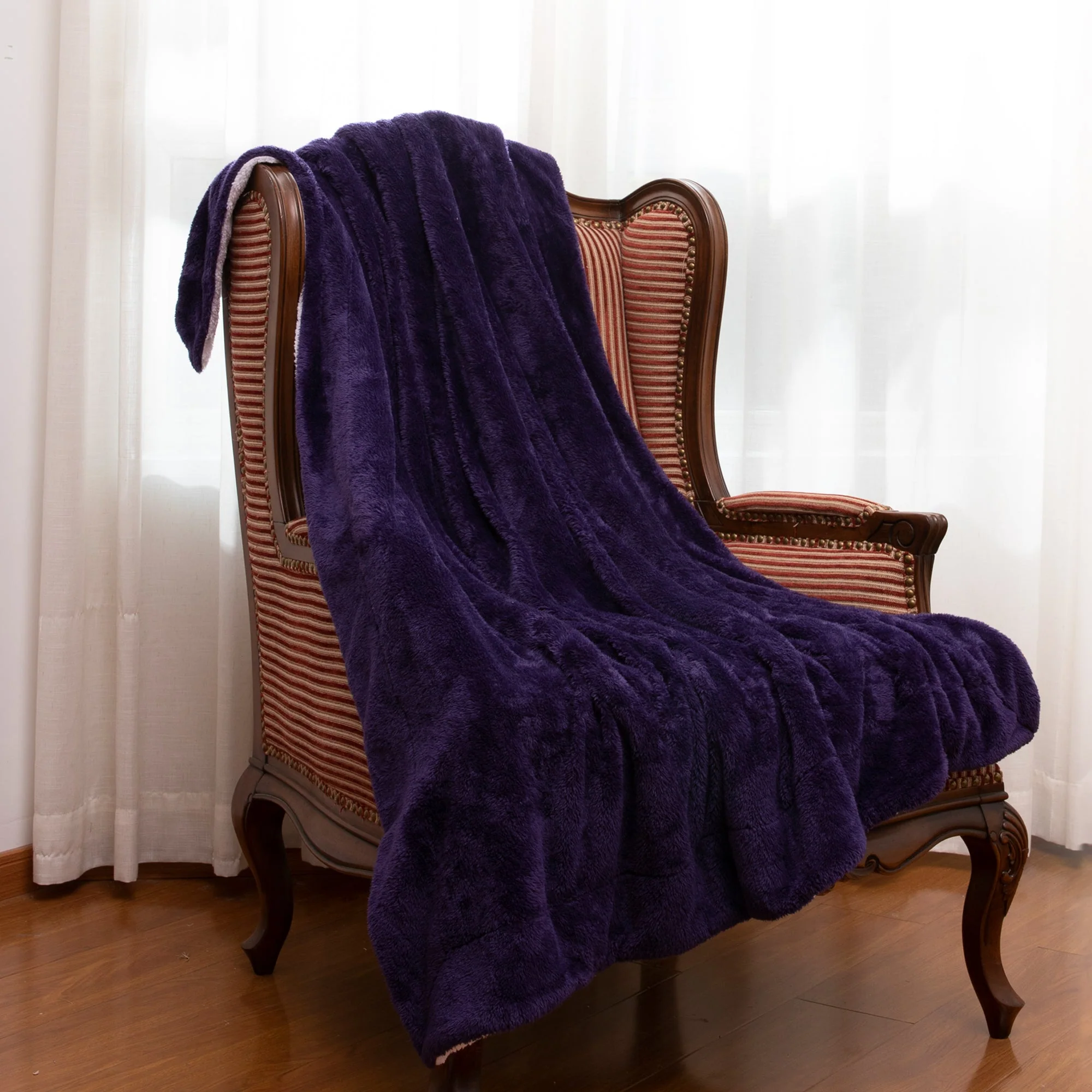 Cheer Collection Microsherpa Throw Blanket - Luxury Soft Velvet, Elegant Decorated, Stylish Accent Blanket - Image 43