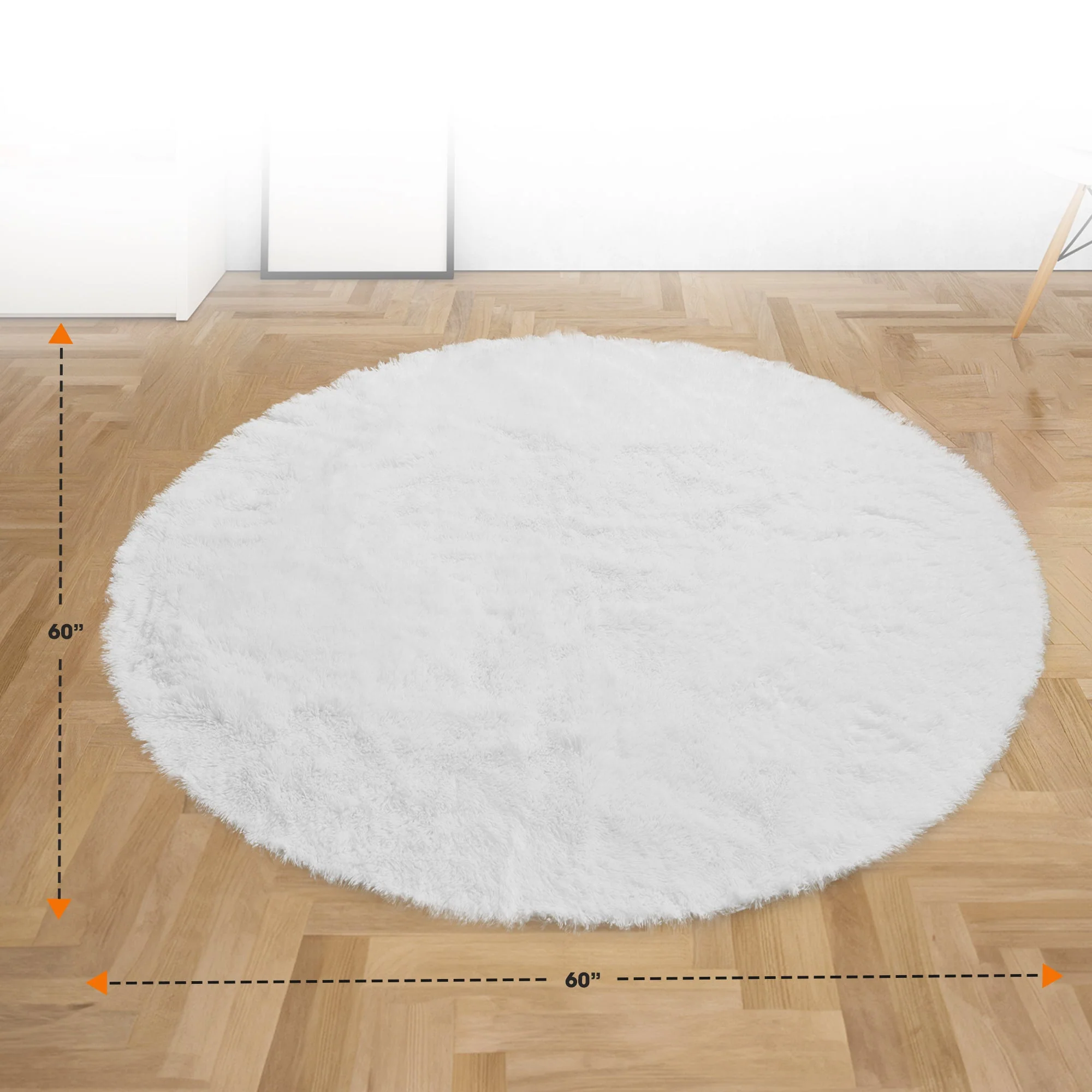 Cheer Collection Plush Shaggy Hair Area Fuzzy Rug - 5' Round - Image 3