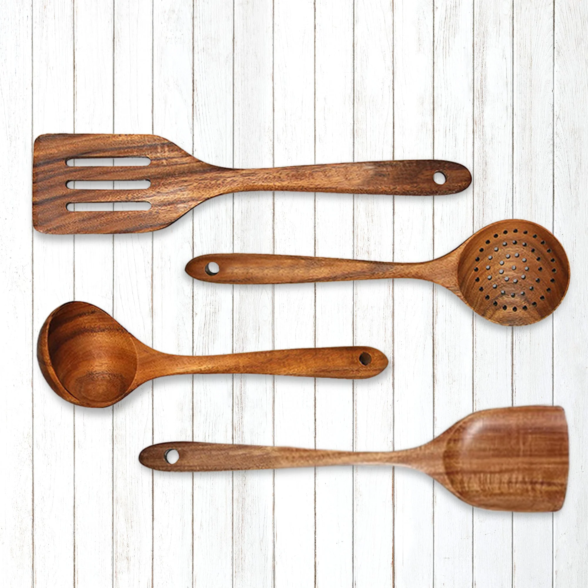 Cheer Collection Premium Teak Wood Spatula Set – Elegant 4-Piece Handcrafted Utensils for Effortless Cooking - Image 6