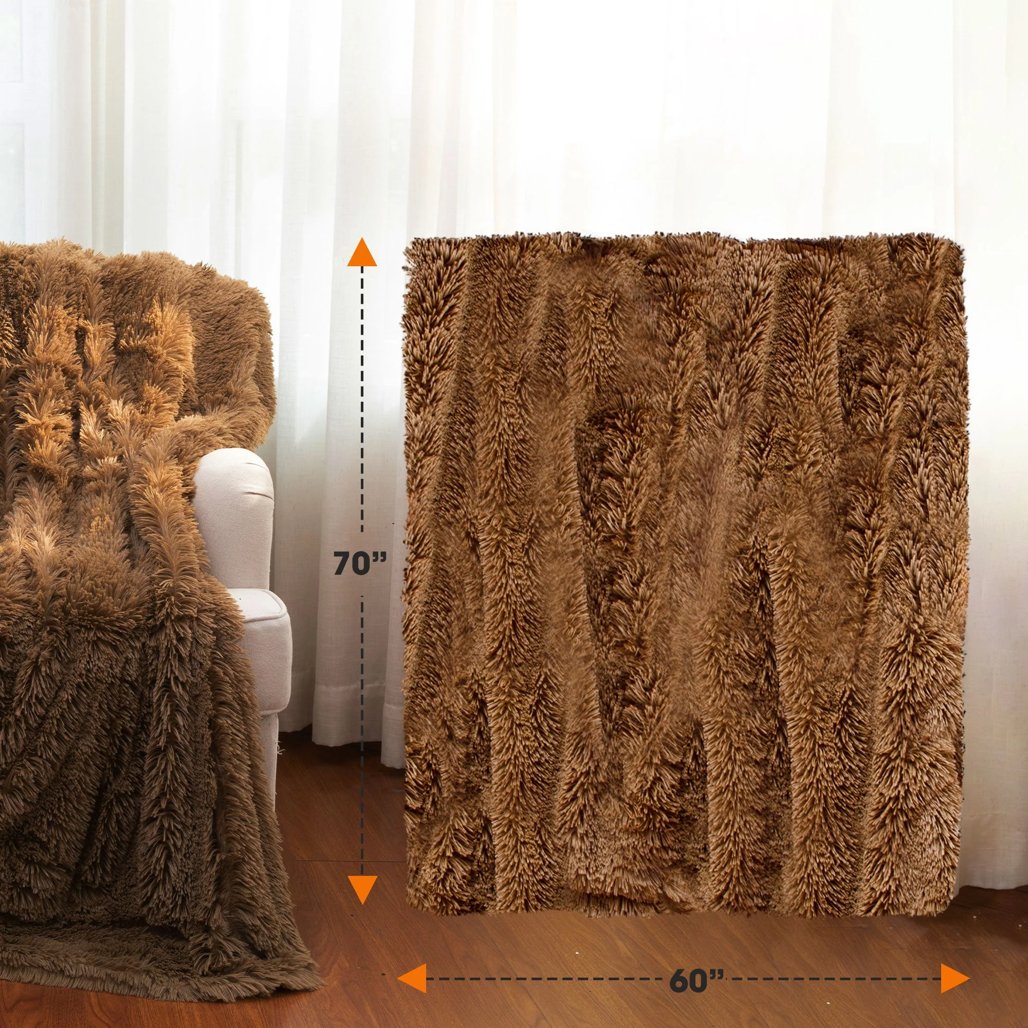 Cheer Collection Reversible Faux Fur Accent Throw Blanket - Image 22