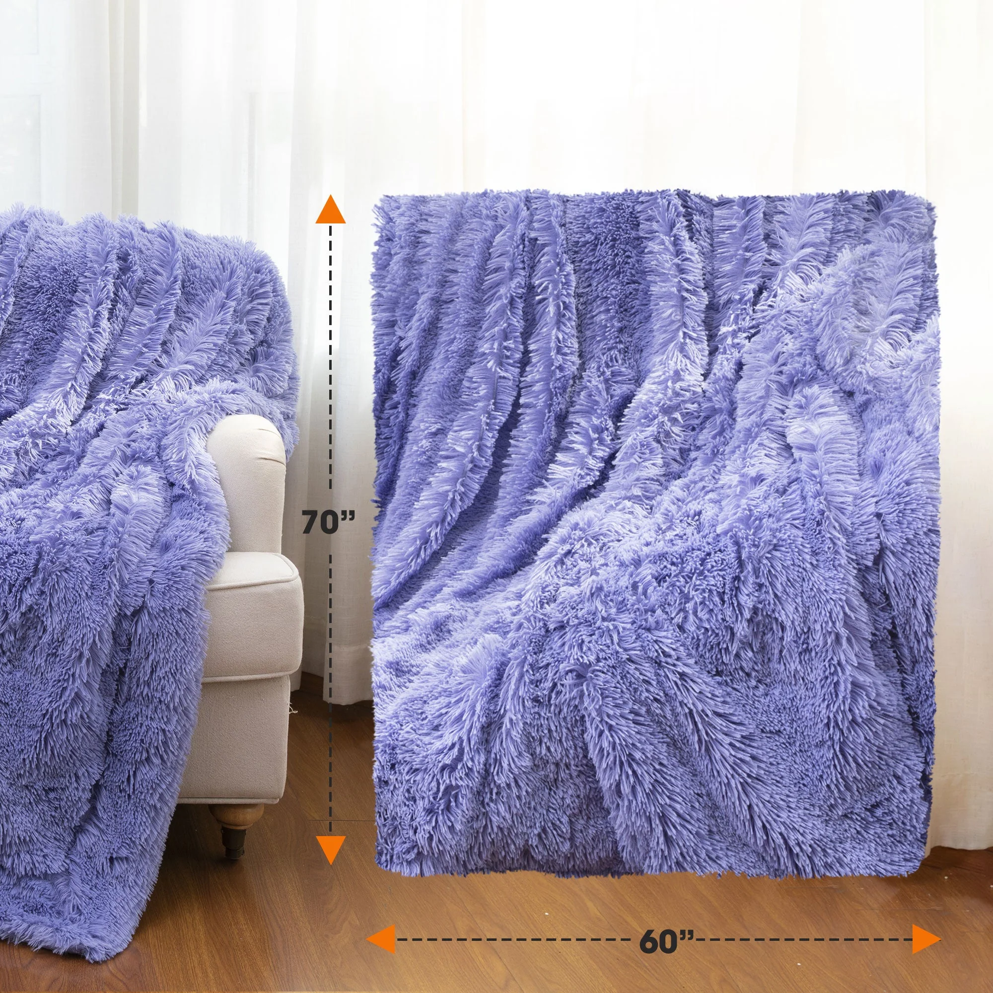 Cheer Collection Reversible Faux Fur Accent Throw Blanket - Image 76