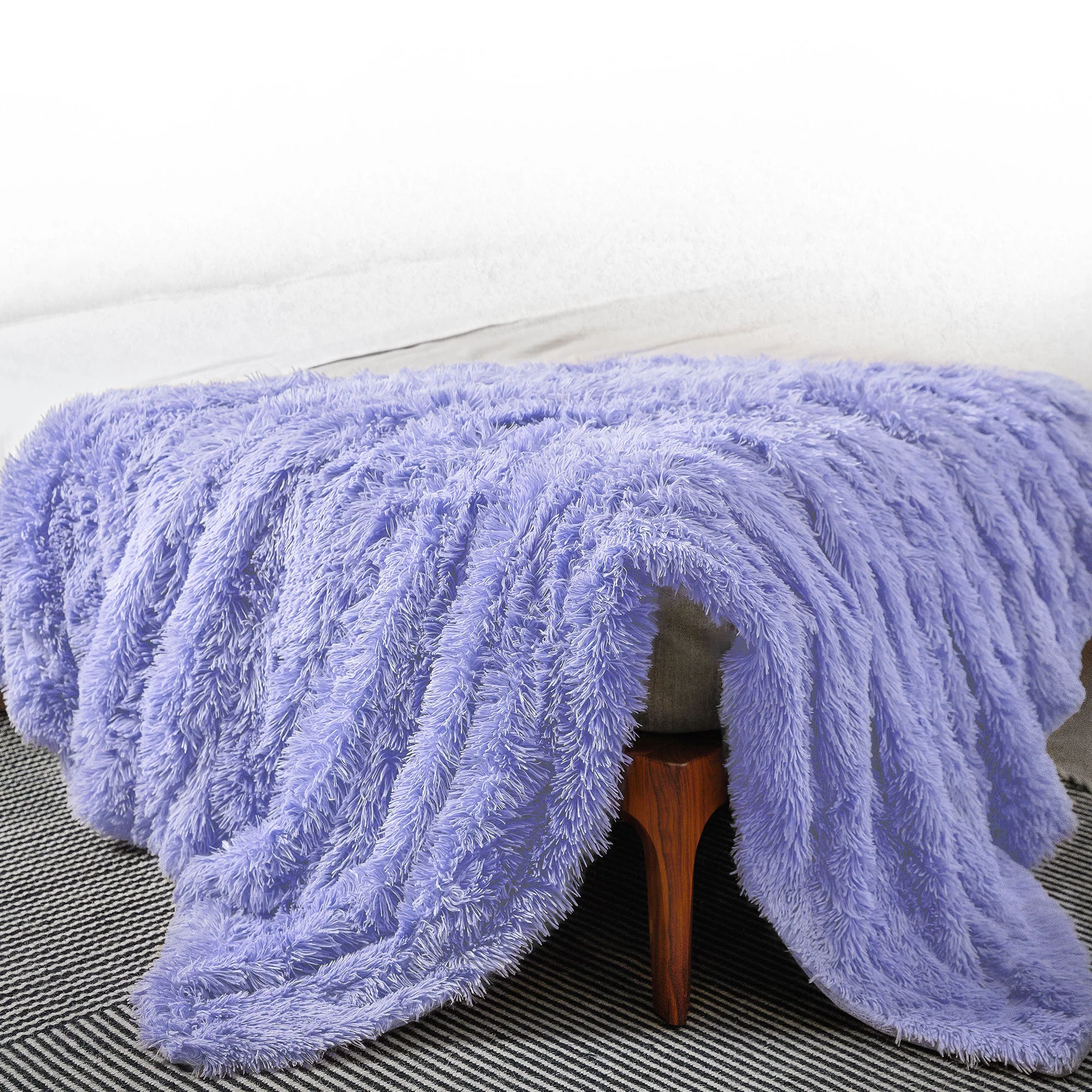 Cheer Collection Reversible Faux Fur Accent Throw Blanket - Image 77
