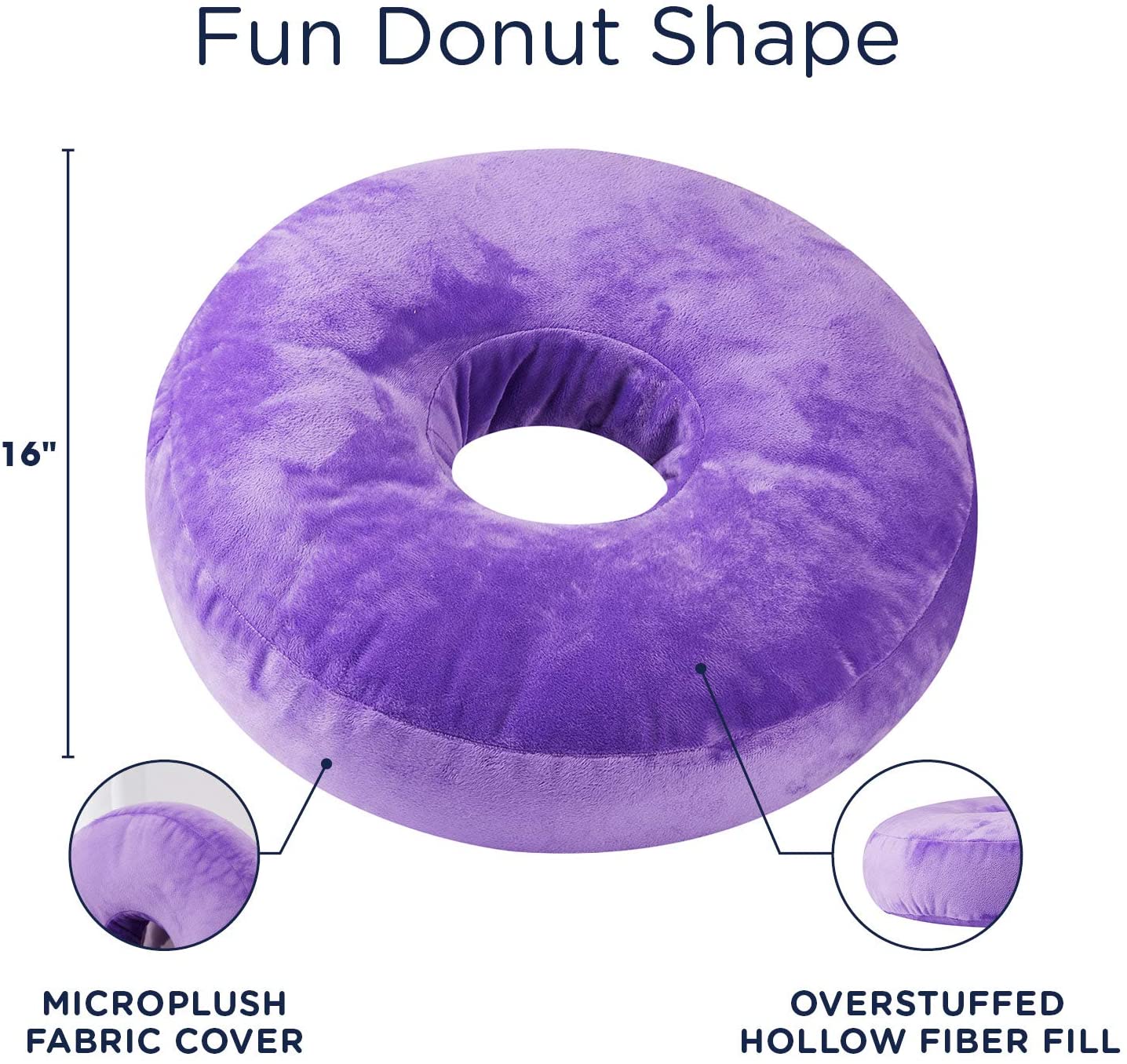 Cheer Collection Round Donut Pillow - Super Soft Microplush Doughnut Pillow and Comfy Seat Cushion for Kids and Adults - Image 3