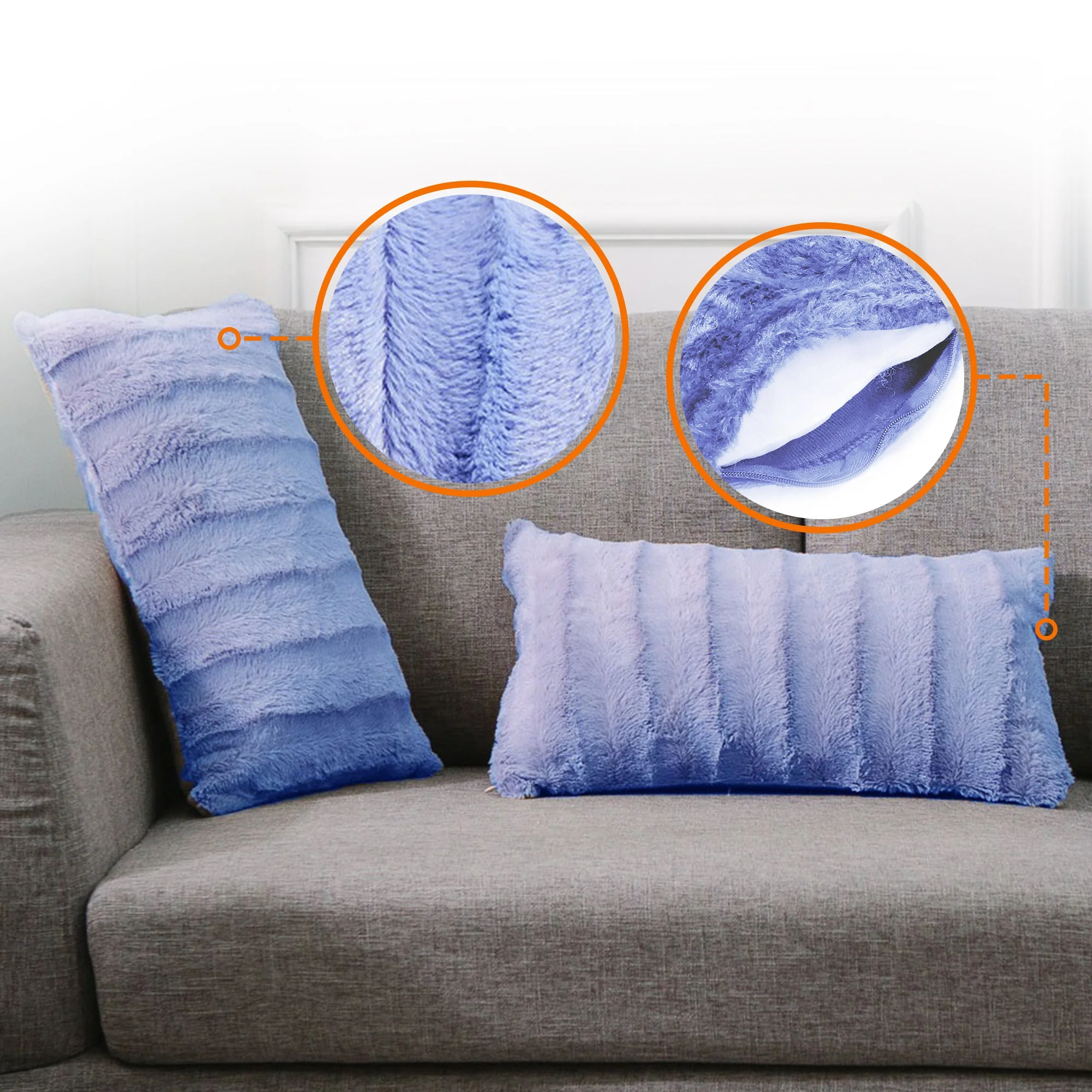 Cheer Collection Set of 2 Decorative Throw Pillows - Reversible Faux Fur to Microplush Accent Pillows by 12"x 20" - Image 30