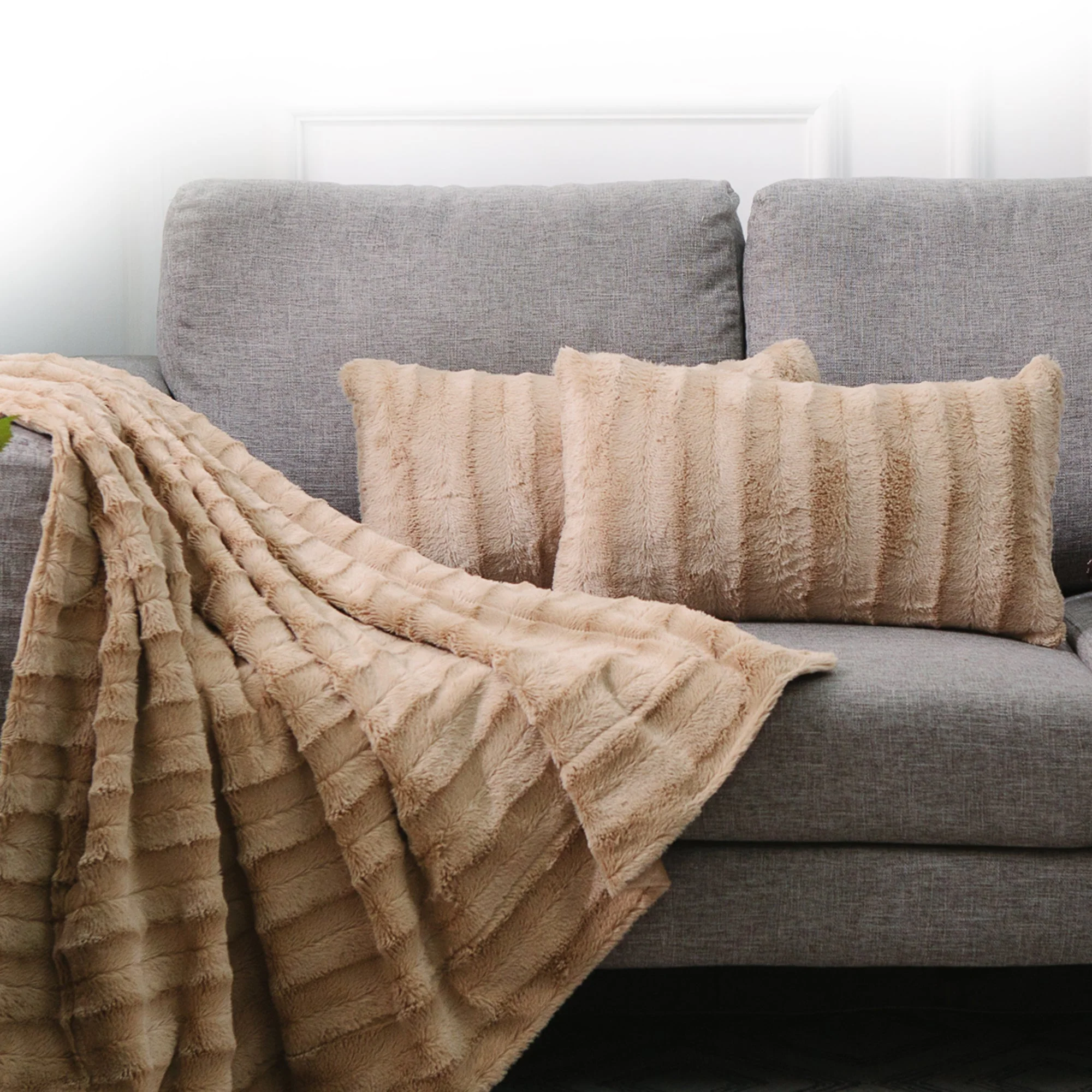Cheer Collection Set of 2 Decorative Throw Pillows - Reversible Faux Fur to Microplush Accent Pillows by 12"x 20" - Image 42