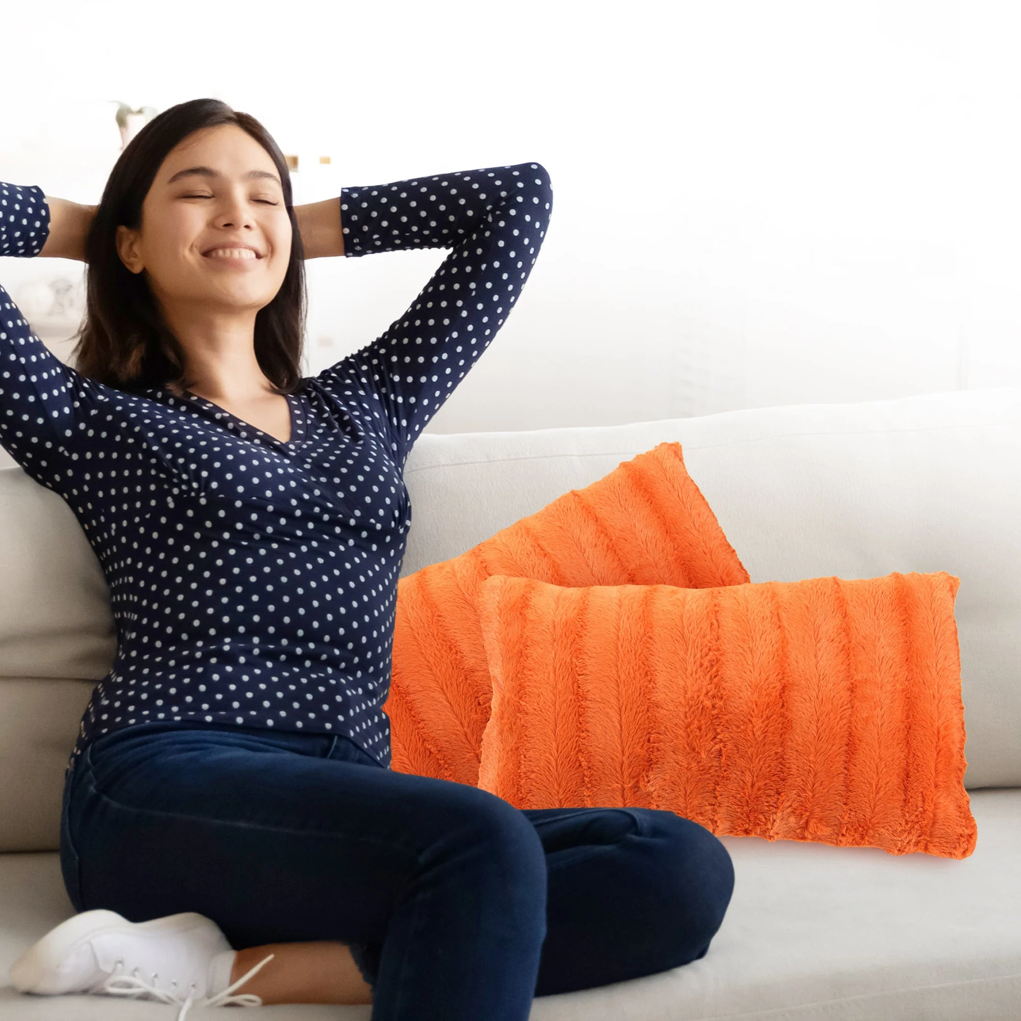 Cheer Collection Set of 2 Decorative Throw Pillows - Reversible Faux Fur to Microplush Accent Pillows by 12"x 20" - Image 59