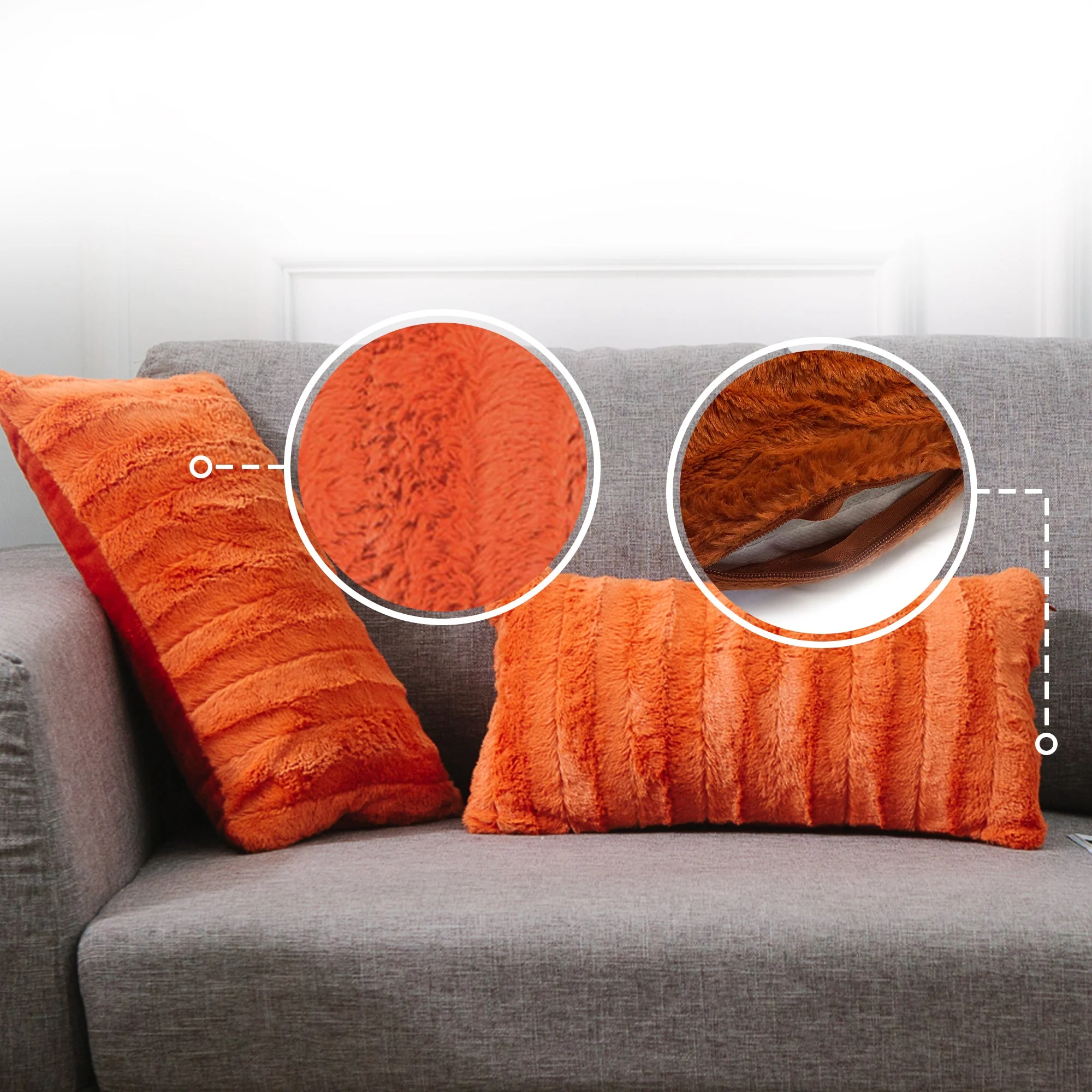 Cheer Collection Set of 2 Decorative Throw Pillows - Reversible Faux Fur to Microplush Accent Pillows by 12"x 20" - Image 62