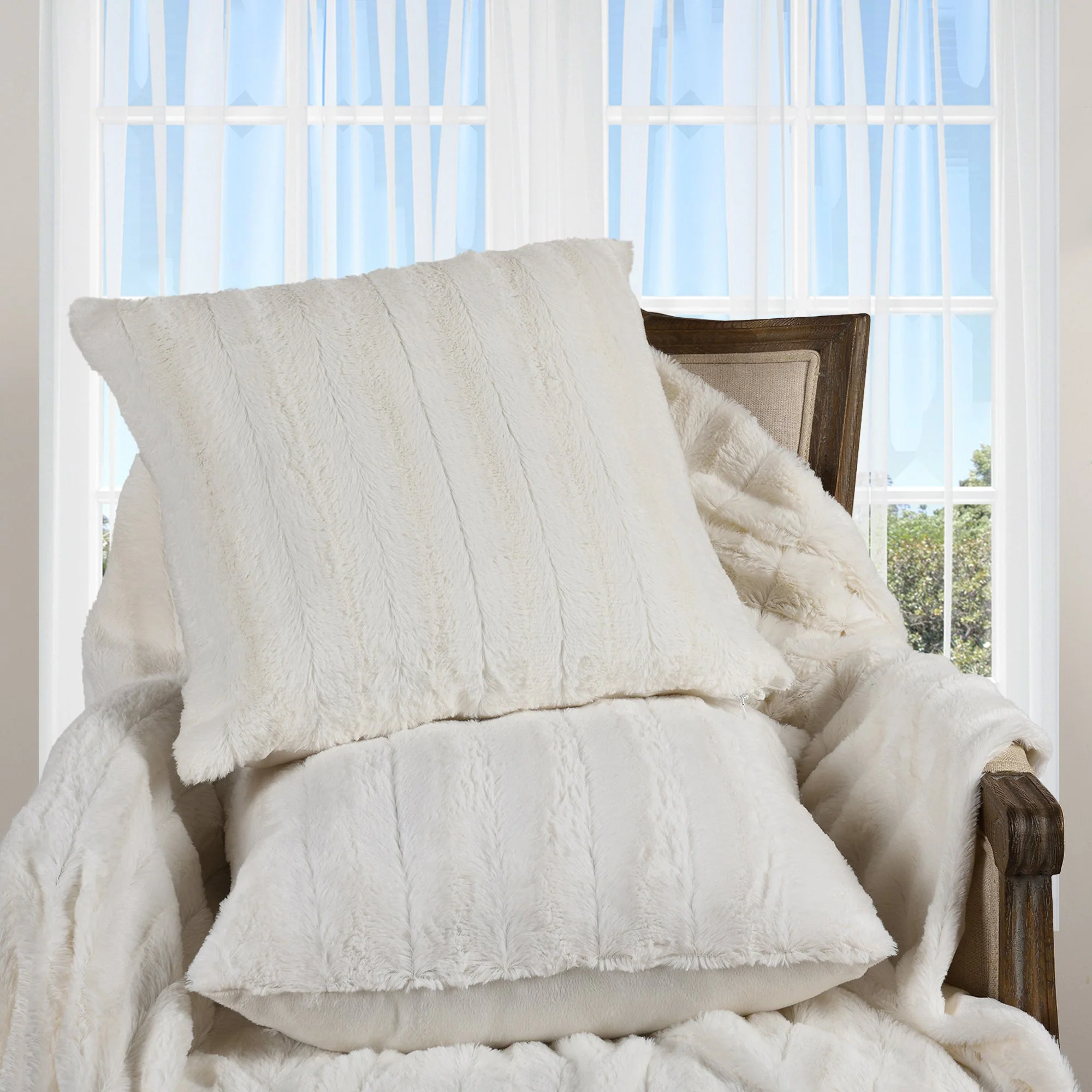 Cheer Collection Set of 2 Faux Fur Throw Pillows 22" x 22" - Image 18