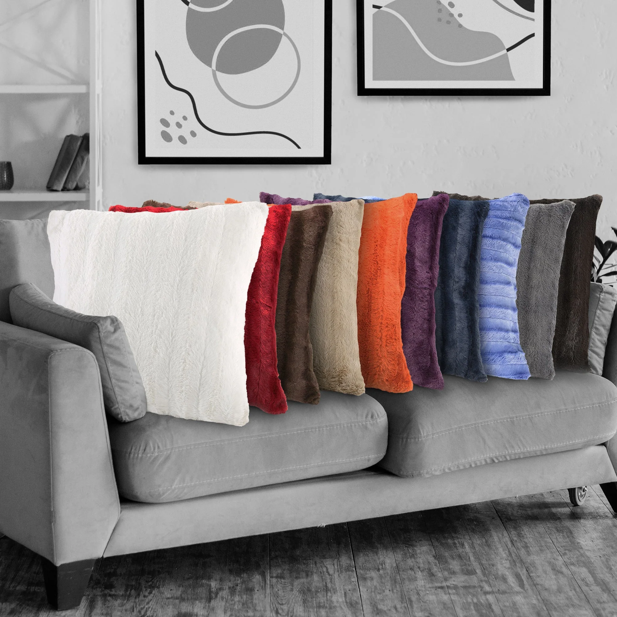 Cheer Collection Set of 2 Faux Fur Throw Pillows 22" x 22" - Image 24