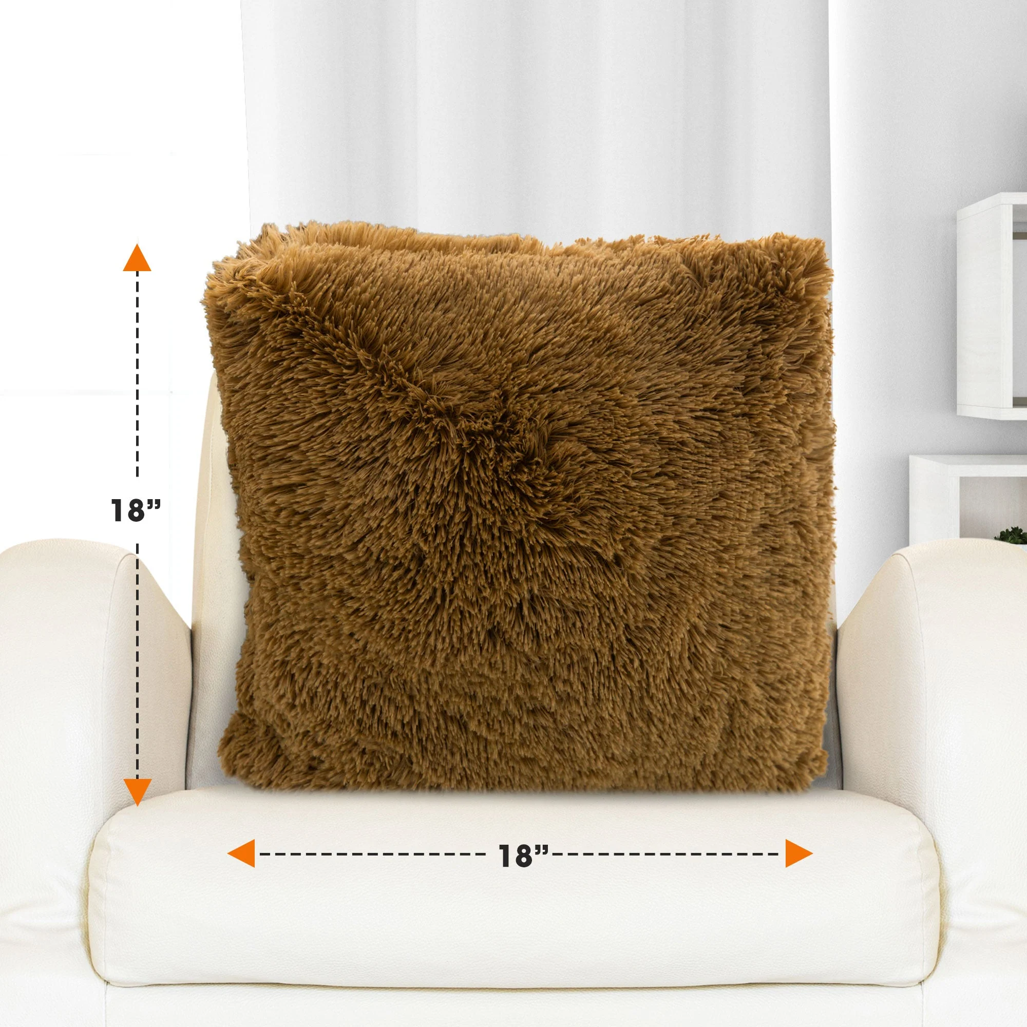 Cheer Collection Set of 2 Shaggy Long Hair Throw Pillows | Super Soft and Plush Faux Fur Accent Pillows - 18 x 18 inches - Image 24
