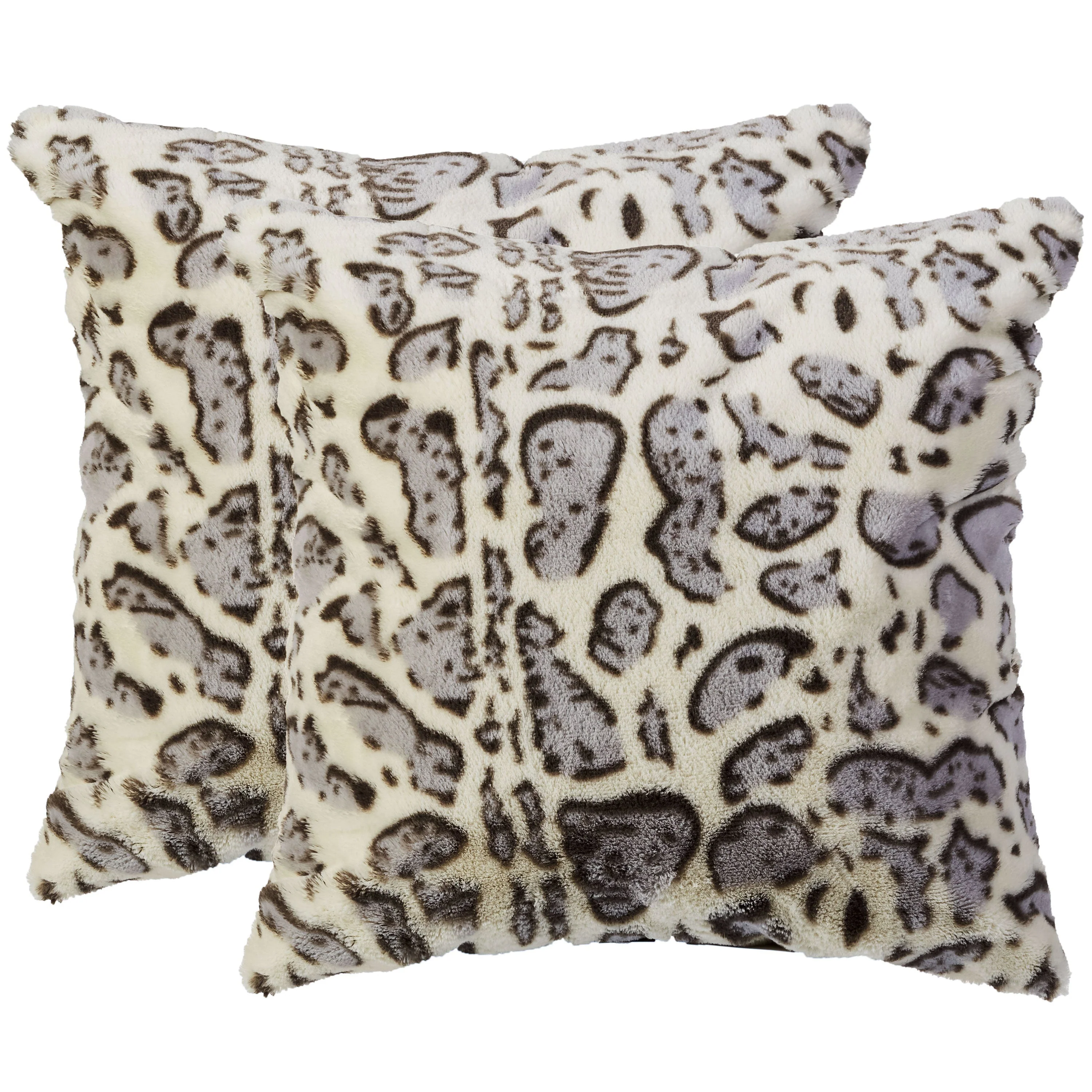 Cheer Collection Set of 2 Snow Leopard Print Throw Pillows - Soft Velvety Faux Fur Decorative Lumbar Couch Pillows - Image 7